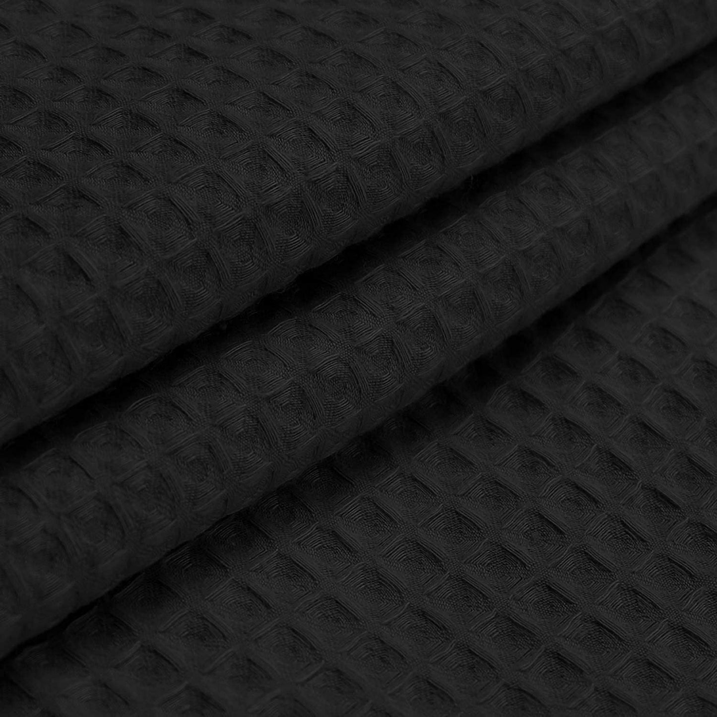 River Dream Black Fabric Shower Curtain Set, Cotton Blend, Waffle Weave, with Snap in Replacement Liner，71 x 74 inches