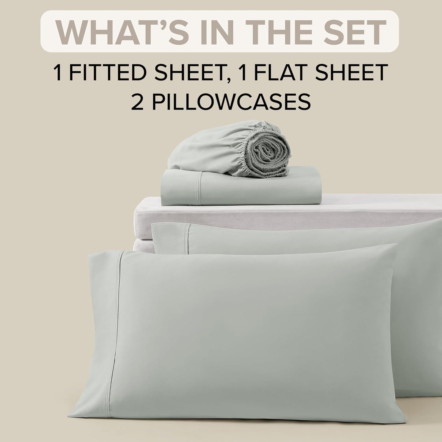 UGG Full Sheet Set 4-Piece Luxury Cooling Sheets Deep Pockets Premium Bedding with 2 Pillow Shams Hypoallergenic Machine Washable Soft Lightweight Bed Set for Bedroom, Full, Mineral Green(Hedi)