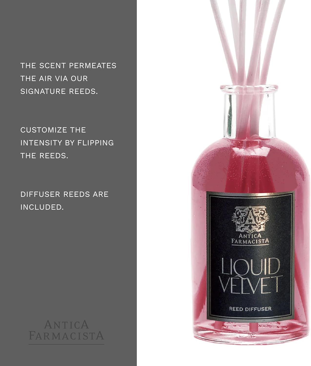 Antica Farmacista Home Ambiance Diffuser - Long-Lasting Reed Scent Diffuser - Luxury Room Freshener Gift - Liquid Velvet, 3.4 fl oz