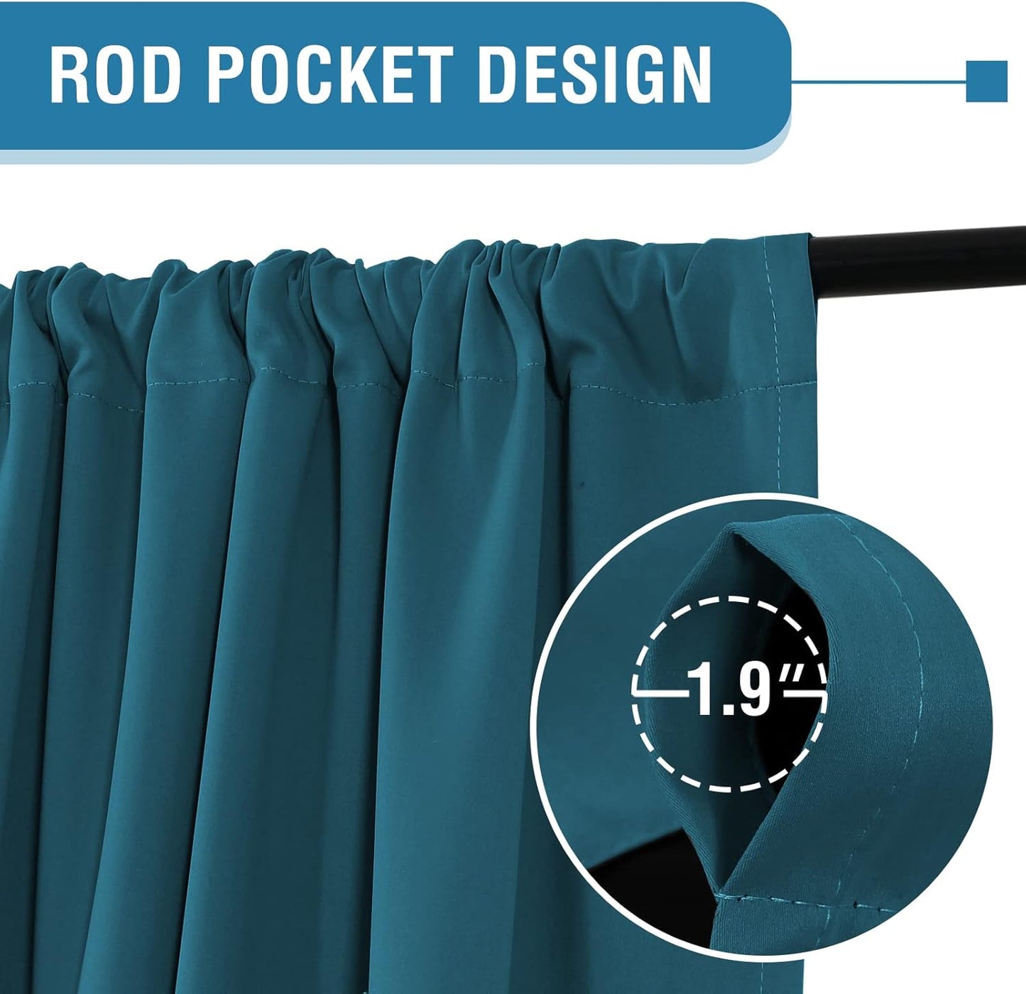 H.VERSAILTEX 100% Blackout Curtains for Bedroom Thermal Insulated Curtains & Drapes Blackout Curtains 84 Inches Long Rod Pocket Curtains for Living Room with Black Liner 2 Panels Set, Dark Teal