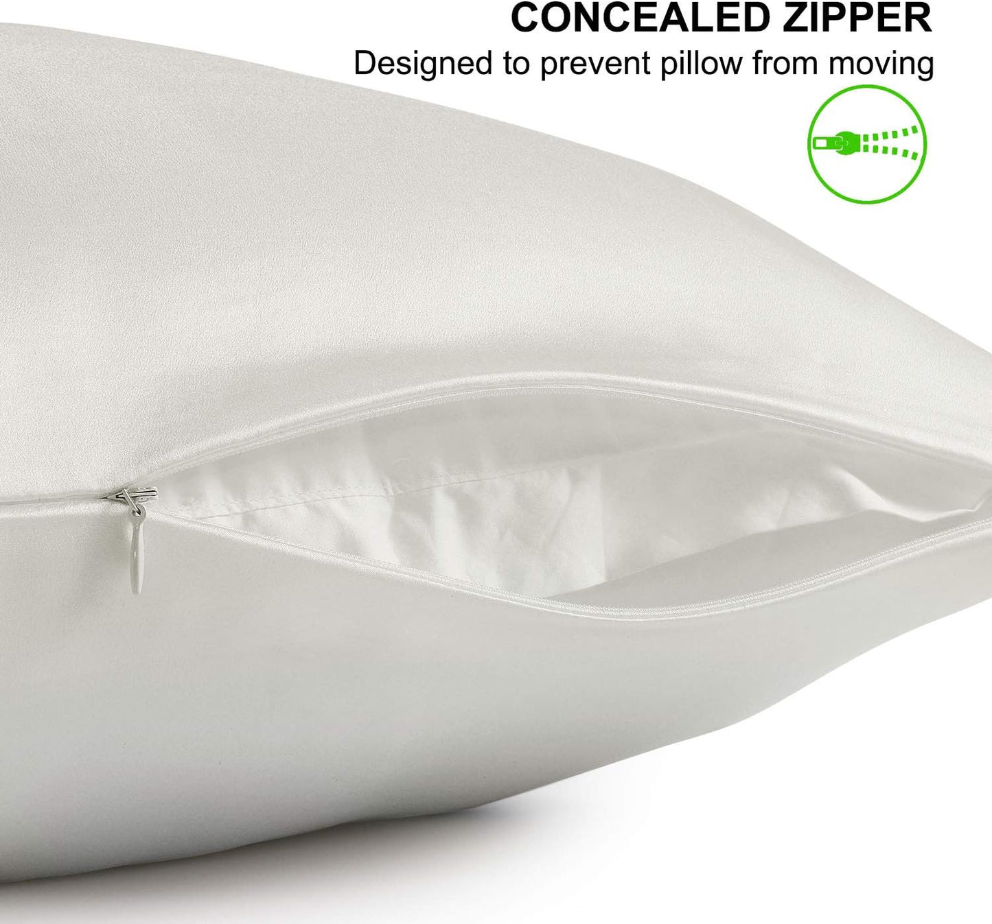 ALASKA BEAR Silk Pillowcase 20 by 54 for Couple Hair and Skin Organic 100% Mulberry Silk Pillow Slip for Bliss Sleep, Body Size(1pc, Ivory White)