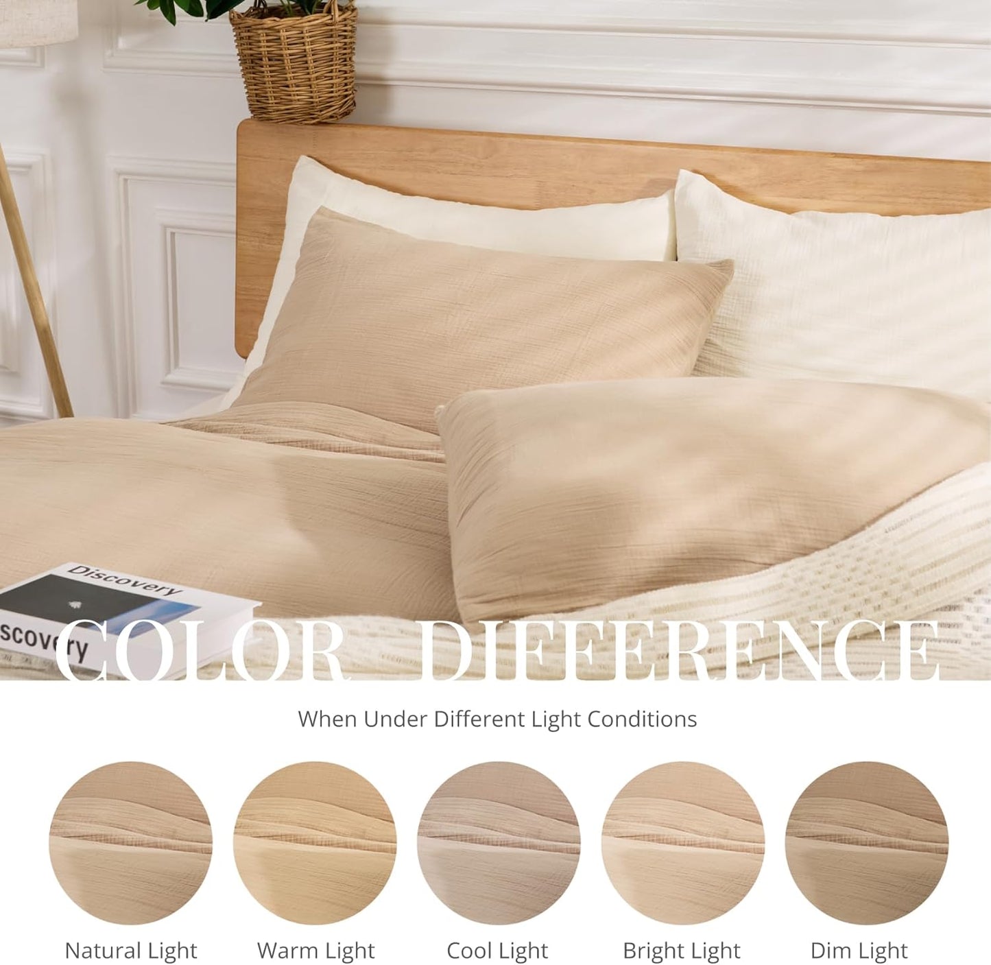 100% Sandwashed Cotton Twin Duvet Cover, Soft Twin Size Duvet Cover Set 3 Pieces with Zipper Clousre & Corner Buttons (Linen, Twin 69 x 90)