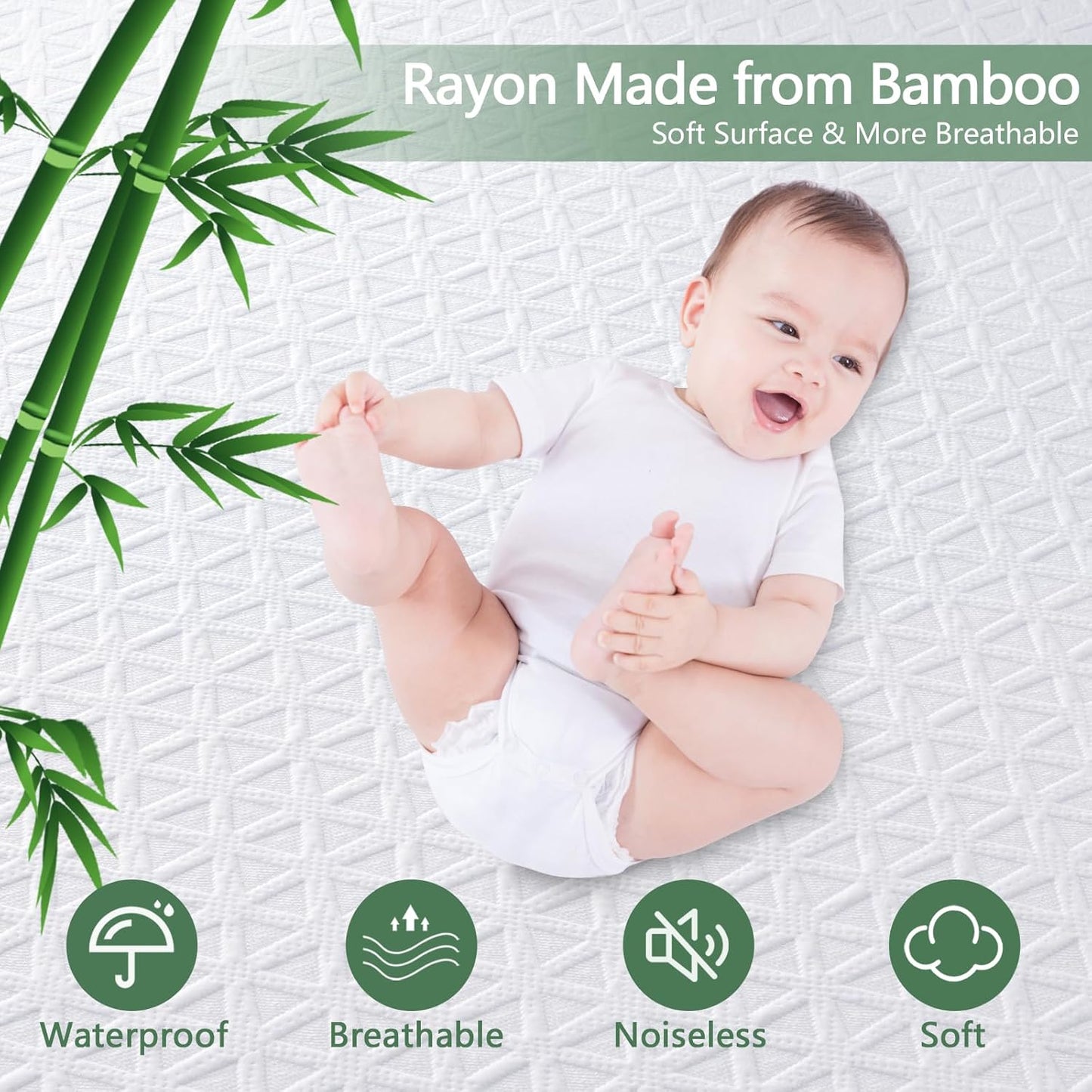 Premium Waterproof Mattress Protector Twin Size, Breathable Bed Cover 3D Air Fabric Cooling Mattress Pad Cover Smooth Soft Noiseless Washable, 8''-21'' Deep Pocket (White)