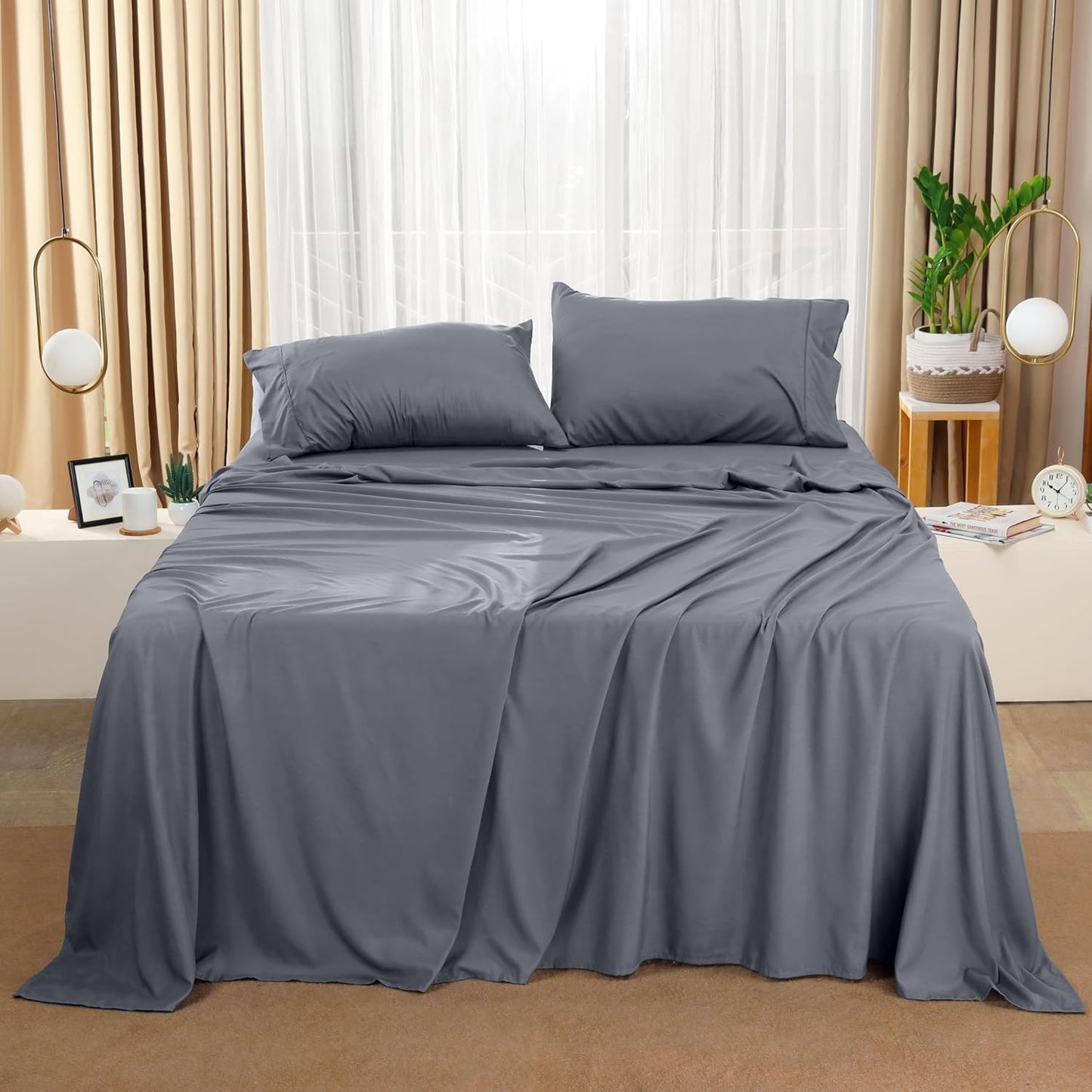 Utopia Bedding Full Bed Sheets Set - Pack of 2 Sheet Sets - Perfect for Spa, Hotel, & Guest Bedroom - Brushed Microfiber - Shrinkage and Fade Resistant - Easy Care (Grey)