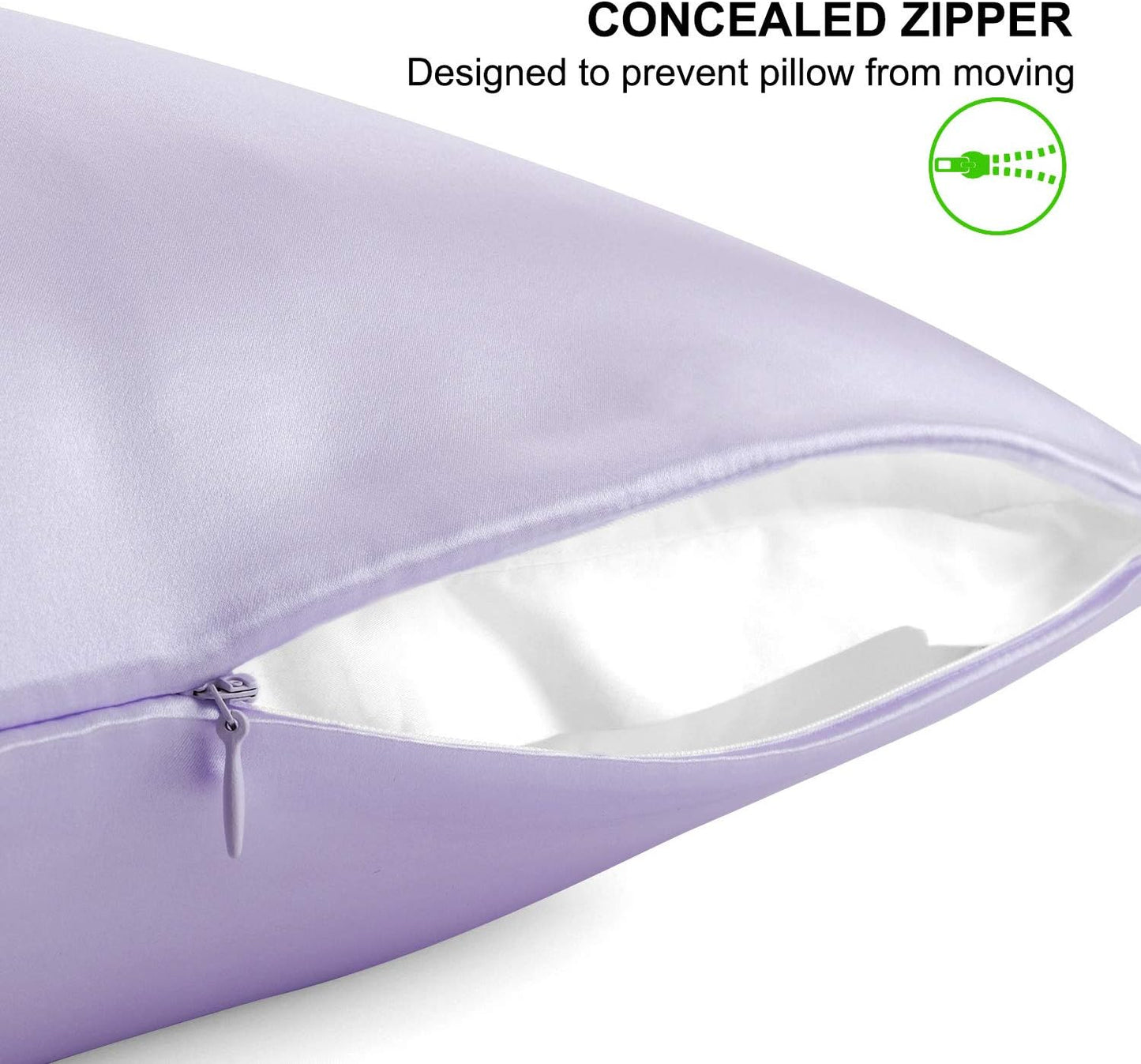 ALASKA BEAR Silk Pillowcase for Hair and Skin, Set of 2 Pure Genuine 22 Momme Mulberry Silk Pillow Cases Standard Size for Bliss Sleep Better Than Poly Satin, Zipper Closure(2pc, Lavender)