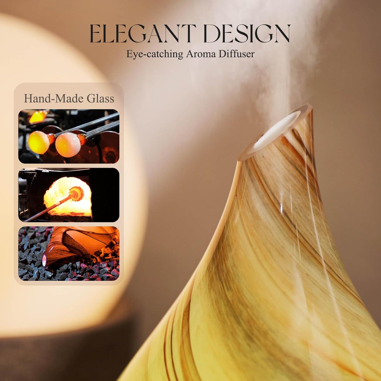 Porseme 150ml Essential Oil Diffuser Glass Color Changing Aroma Air Diffusers Aromatherapy Ultrasonic Cool Mist Humidifier 4 Running Hours Waterless Auto-Off for Sleeping Yoga Office Spa (Jupiter)