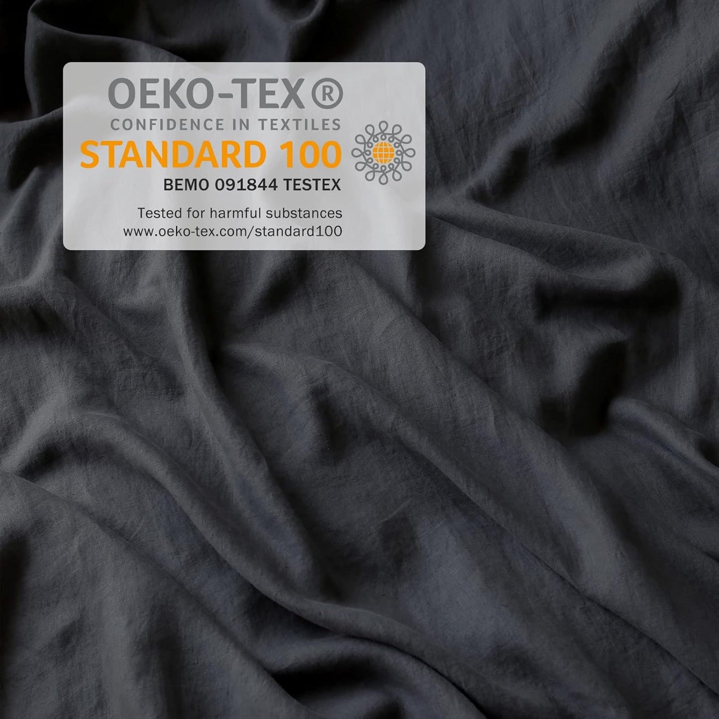XZ XIFA Dark Grey 100% Linen Duvet Cover King Size Bedding Set, Cooling Duvet Cover with Natural Washed French Flax, Soft, Breathable, Textured Duvet Cover (1 Duvet Cover, 2 Pillowcases)