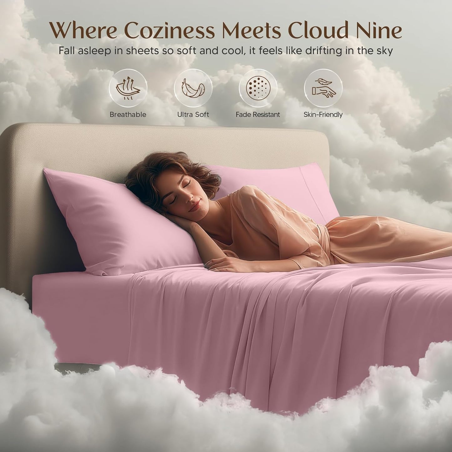 Utopia Bedding Queen Bed Sheets Set - 4 Piece Bedding - Brushed Microfiber - Shrinkage and Fade Resistant - Easy Care (Crystal Pink)