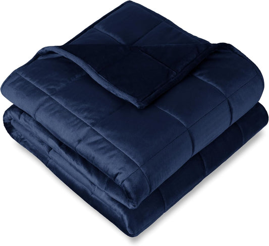 Bare Home Weighted Blanket King Size 25lb (80" x 87") for Adults - Minky Fleece - Premium Heavy Blanket Nontoxic Glass Beads (Dark Blue, 80"x87")
