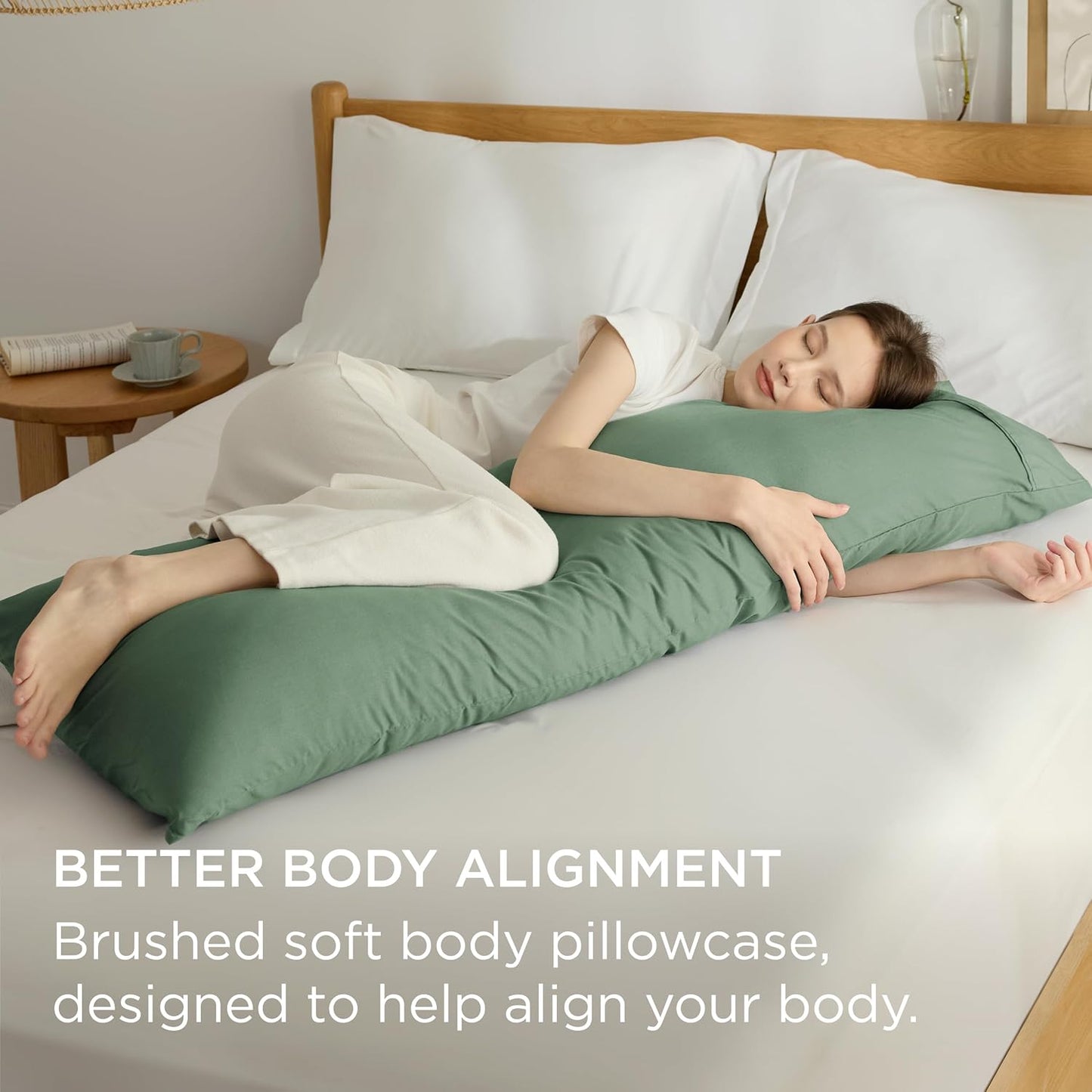 Bedsure Body Pillow Case Cover - Sage Green Brushed Microfiber Long Pillow Cases, Ultra Soft and Cozy Body Pillowcase with Envelope Closure, Wrinkle, Fade and Stain Resistant, 1 Pack, 20x54 Inches