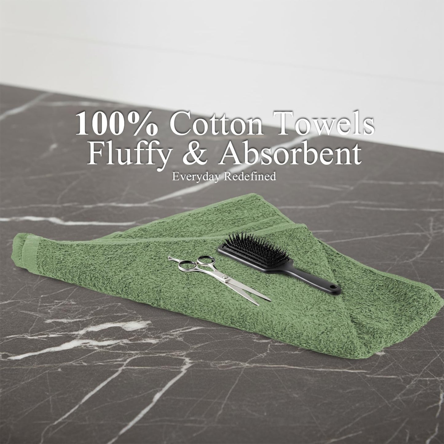 24 Pack Green Hand Towel 100% Cotton Spa Towel – 16x26 inches Highly Absorbable Facial Towels Gym, Hair Towel and Face Towel Bulk Small Towels (Not Bleach Proof)