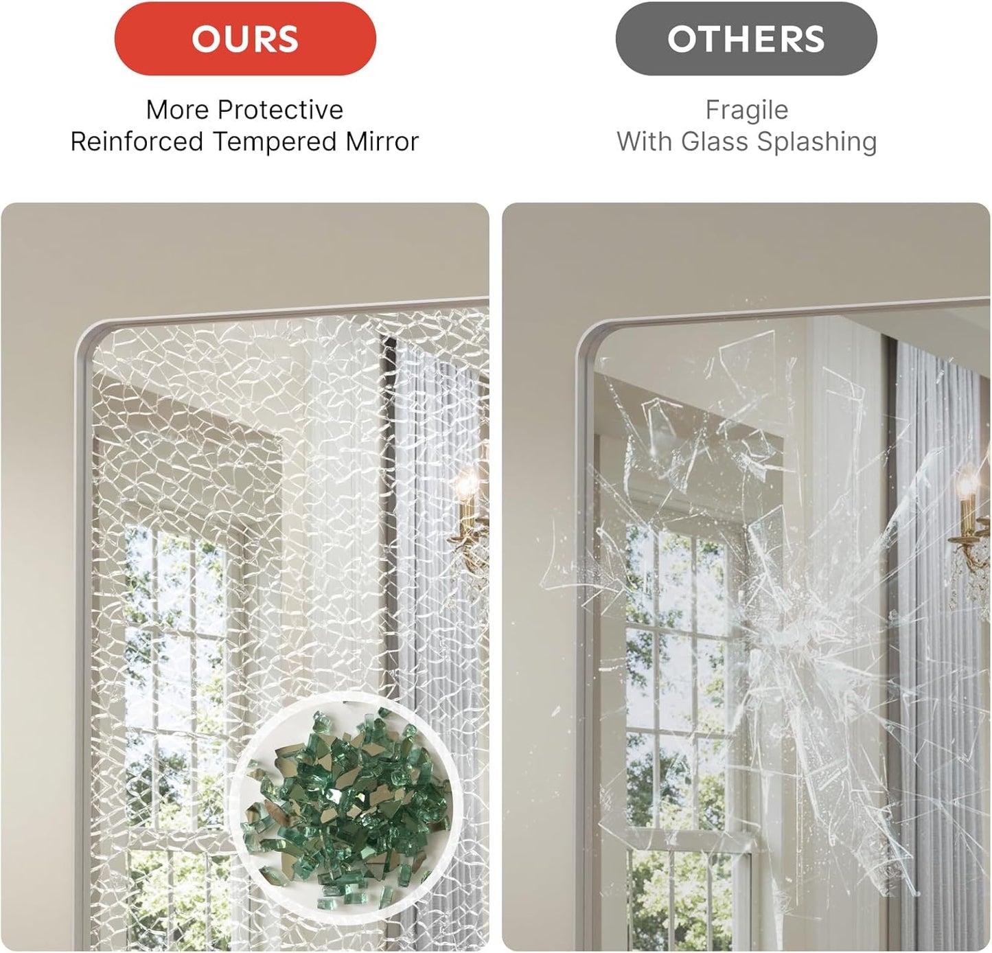 30x20"Bathroom Vanity Mirror for Wall, Aluminum Framed, Farmhouse Rectangle, Anti-Rust, HD Reflection Anti-Desilvering, Distortion Free, Tempered and Shatter-Proof Wall Mounted Mirror, Silver