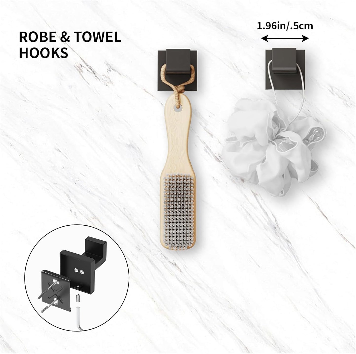 5-Pieces Matte Black Bathroom Accessories Set, 23.6 Inch Bath Towel Bar Set, SUS 304 Stainless Steel Bathroom Hardware Set, Towel Racks for Bathroom Wall Mounted.