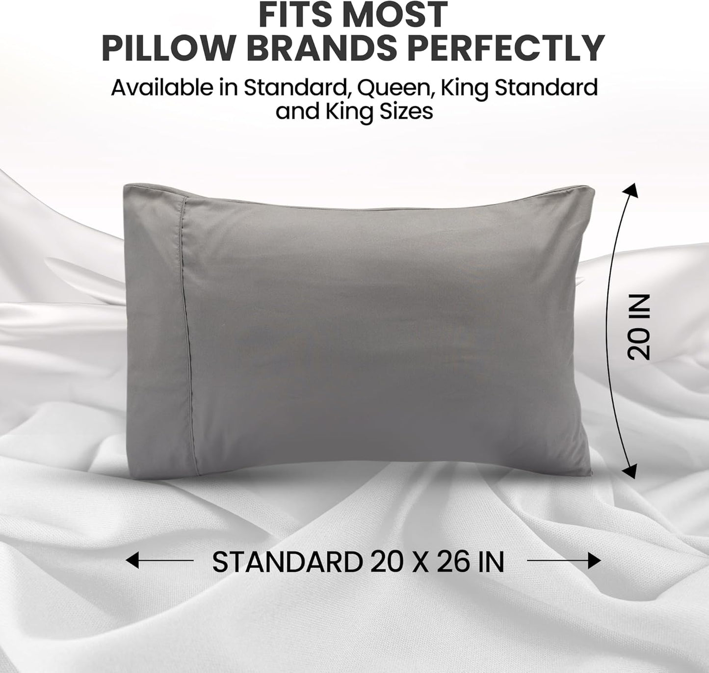 Utopia Bedding Pillow Cases Queen Size 2-Pack – Soft Brushed Microfiber – Envelope Closure – Perfect for Hospitals, Hotels, Guest Rooms – Oeko-TEX Certified, 20x26 Inches (Grey)