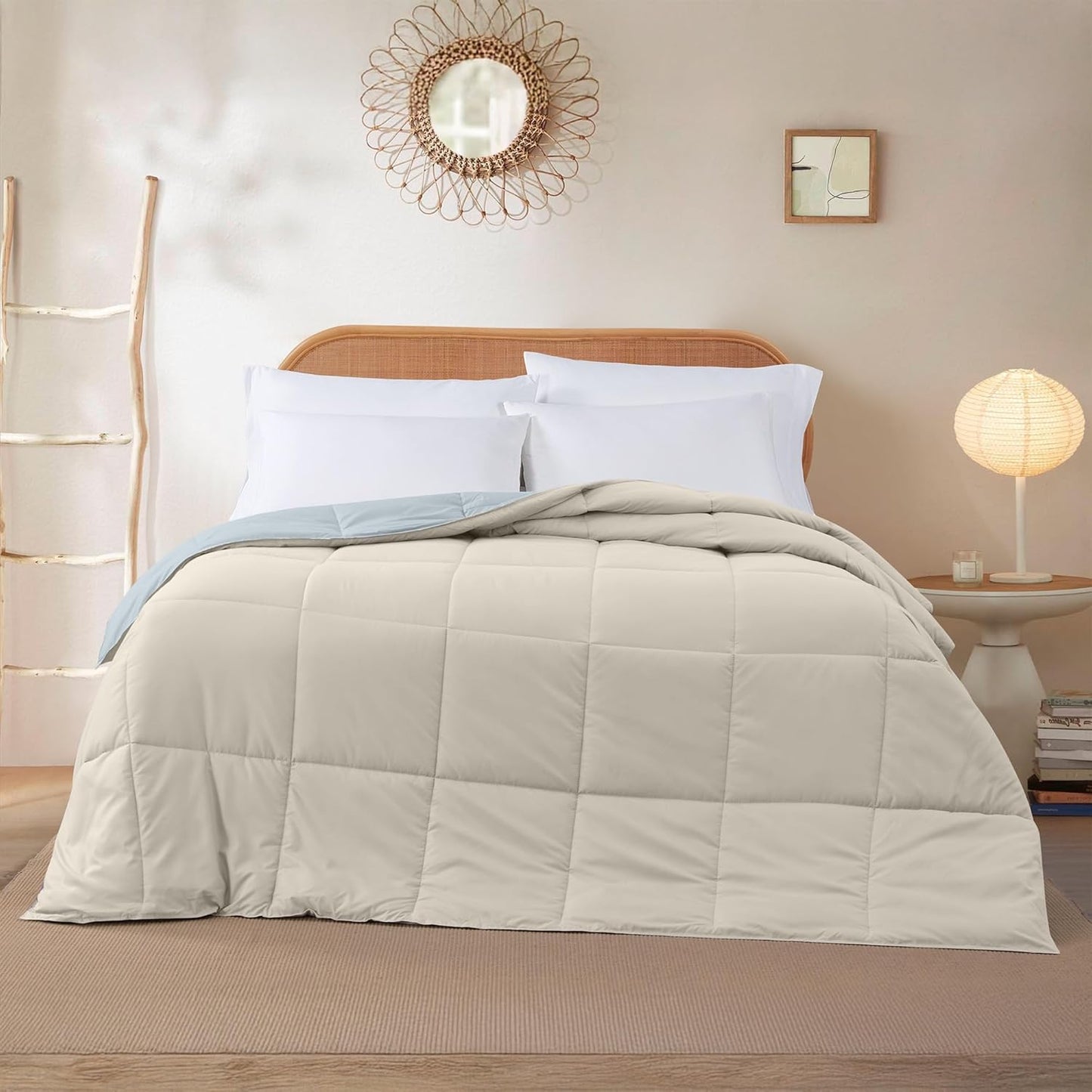 Modern Threads Down Alternative Reversible Comforter Beige/Light Blue King