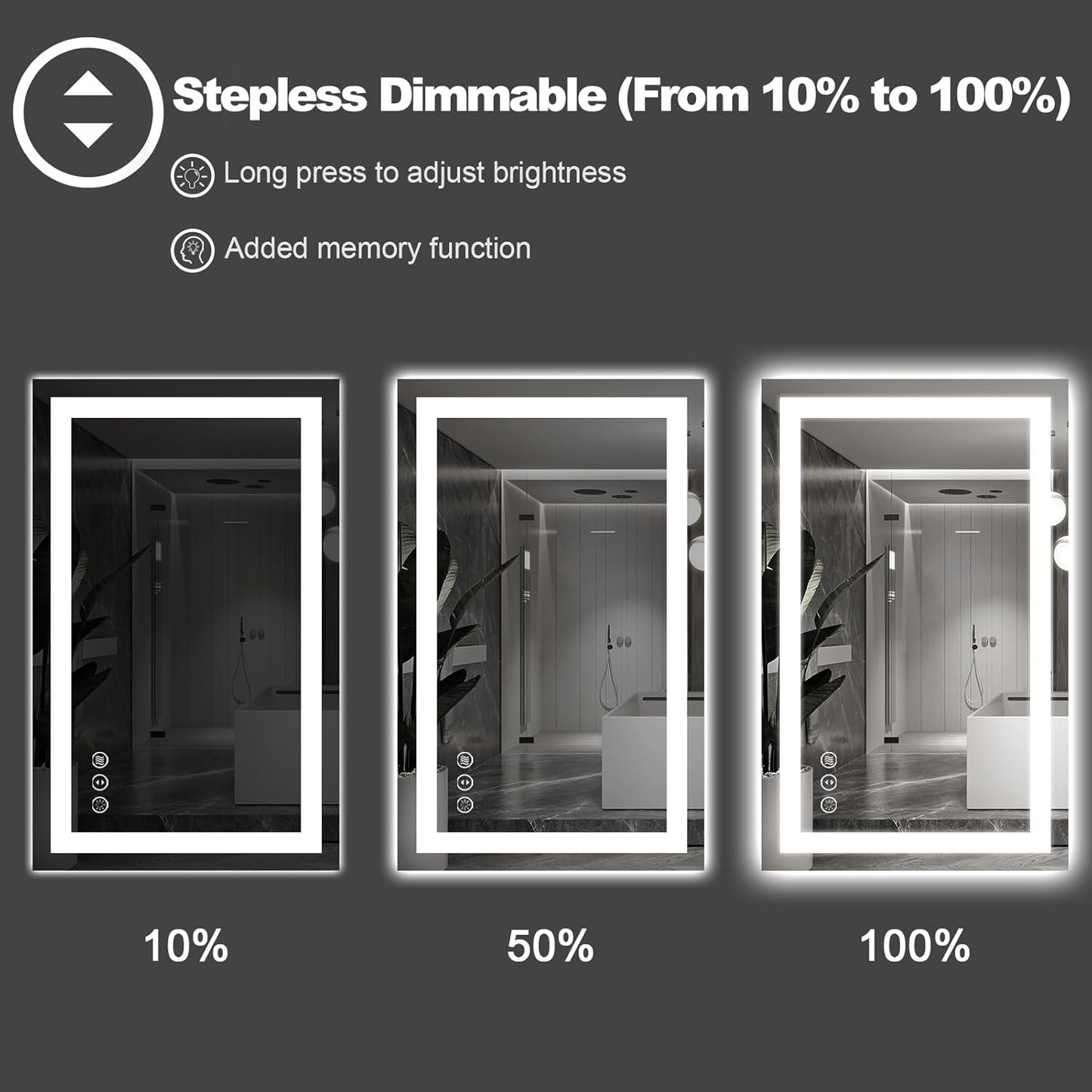 Amorho 24"X32" LED Bathroom Mirror with Lights, Front Lit and Backlight, Stepless Dimmable, Anti-Fog, Shatter-Proof Tempered Glass, Memory, 3 Colors Lighting Bathroom Mirrors for Vanity