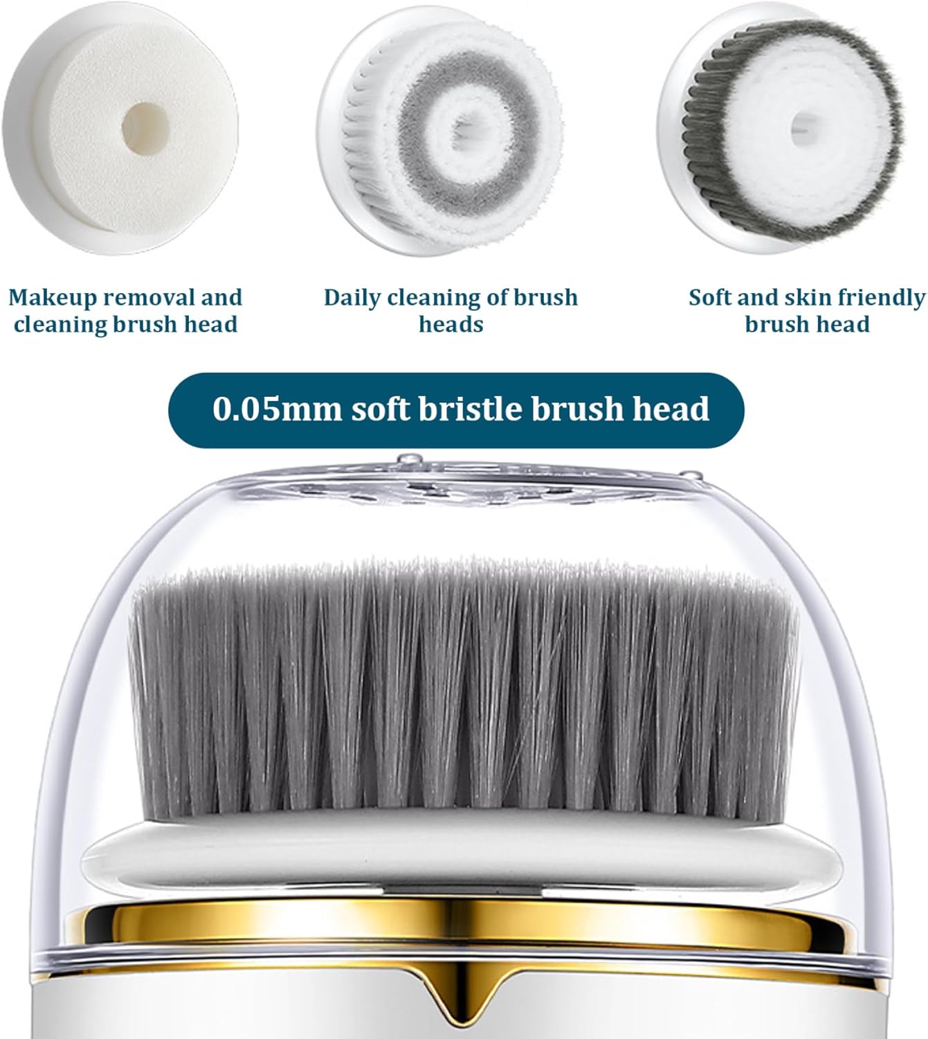 Facial Cleansing Brush 2 Modes Waterproof Electric Face Scrubber, USB Rechargeable Exfoliating Face Brush Cleanser with 3 Heads for Exfoliating, Cleansing, Massaging ...