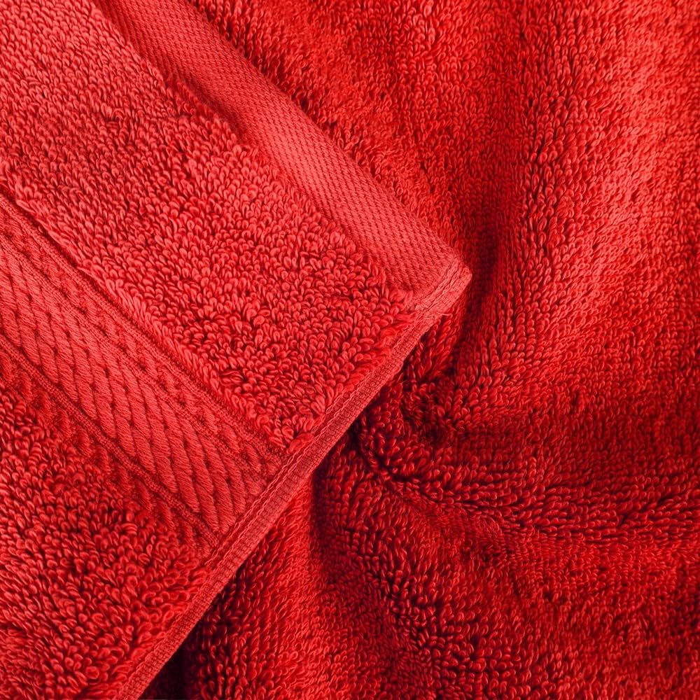 Superior Egyptian Cotton Pile Face Towel/Washcloth Set of 6, Ultra Soft Luxury Towels, Thick Plush Essentials, Absorbent Heavyweight, Guest Bath, Hotel, Spa, Home Bathroom, Shower Basics, Red