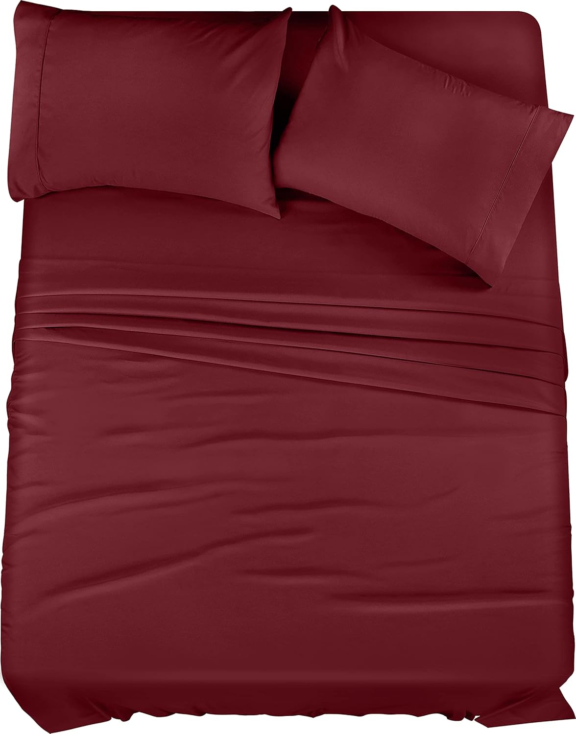 Utopia Bedding California King Sheet Set – 4 Piece Bed Sheets for Cal King Size Bed, Soft and Breathable Microfiber, Includes 1 Fitted Sheet, 1 Flat Sheet and 2 Pillowcases (Burgundy)