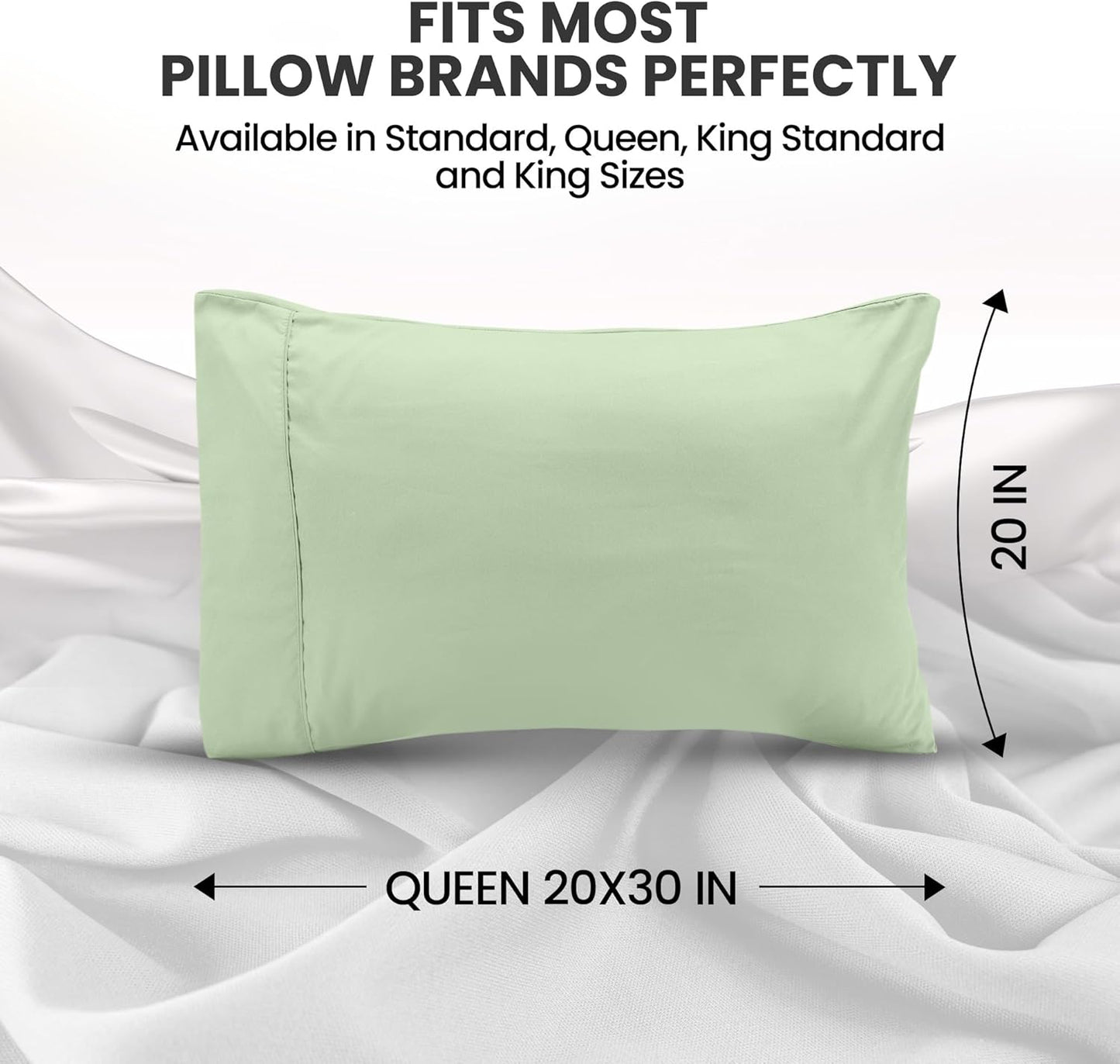 Pillow Covers by Utopia Bedding - Queen Size 2-Pack – Soft Brushed Microfiber – Perfect for Hospitals, Hotels, Guest Rooms – Oeko-TEX Certified, 20x30 Inches (Sage)