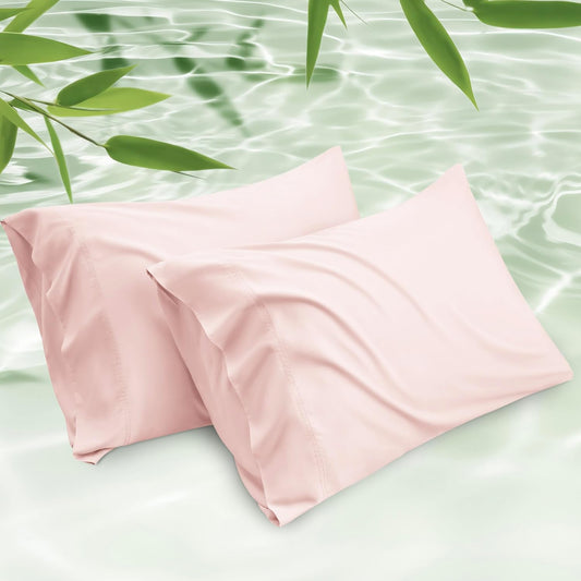 Bedsure King Size Pillow Cases Set of 2, Cooling Pillow Cases King, Rayon Derived from Bamboo Pink Pillowcases, Breathable & Silky Soft Cool Bedding Pillow Covers with Envelope Closure, 20x36 Inches