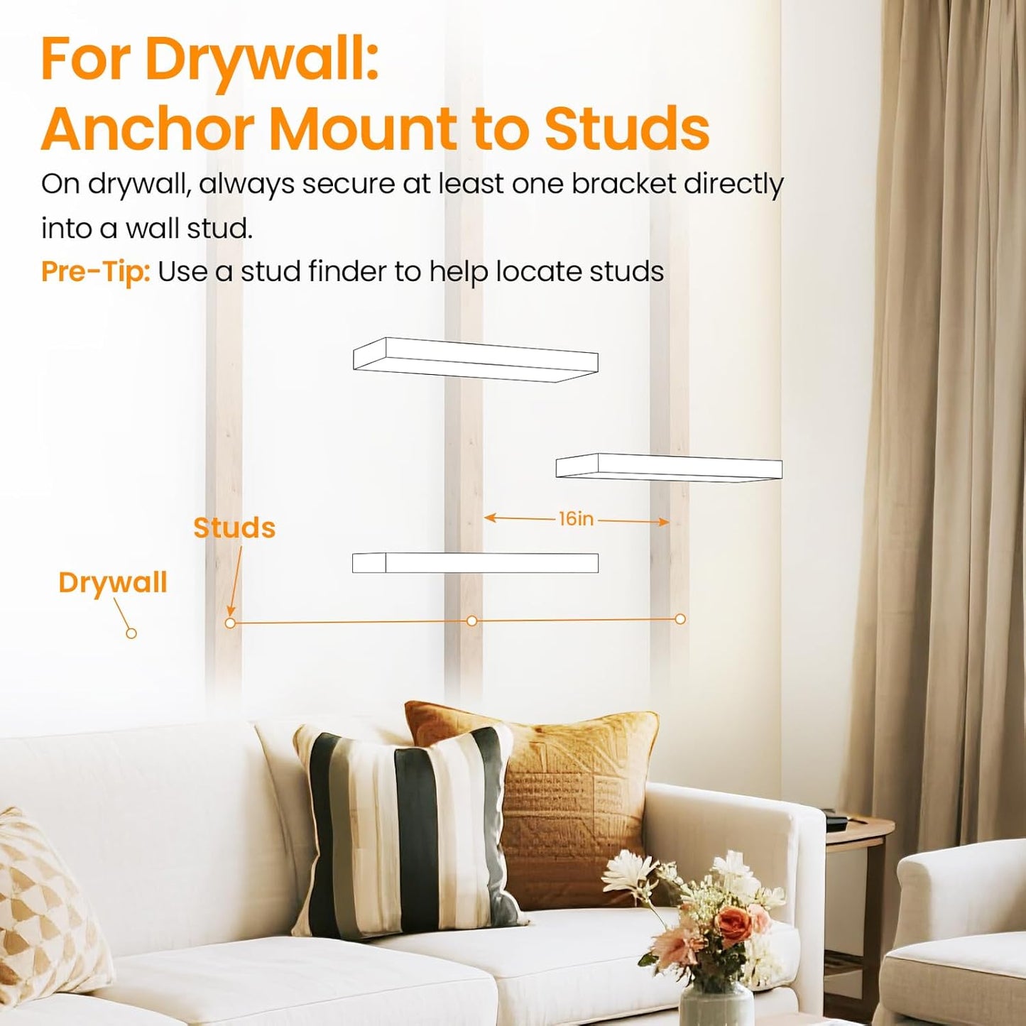 BAYKA Floating Shelves for Wall, Wall Mounted Rustic Wood Shelves for Bathroom, Bedroom, Living Room, Kitchen,Small Hanging Shelf for Books/Storage/Room Decor (Walnut-Like, Set of 3, 15.7in)