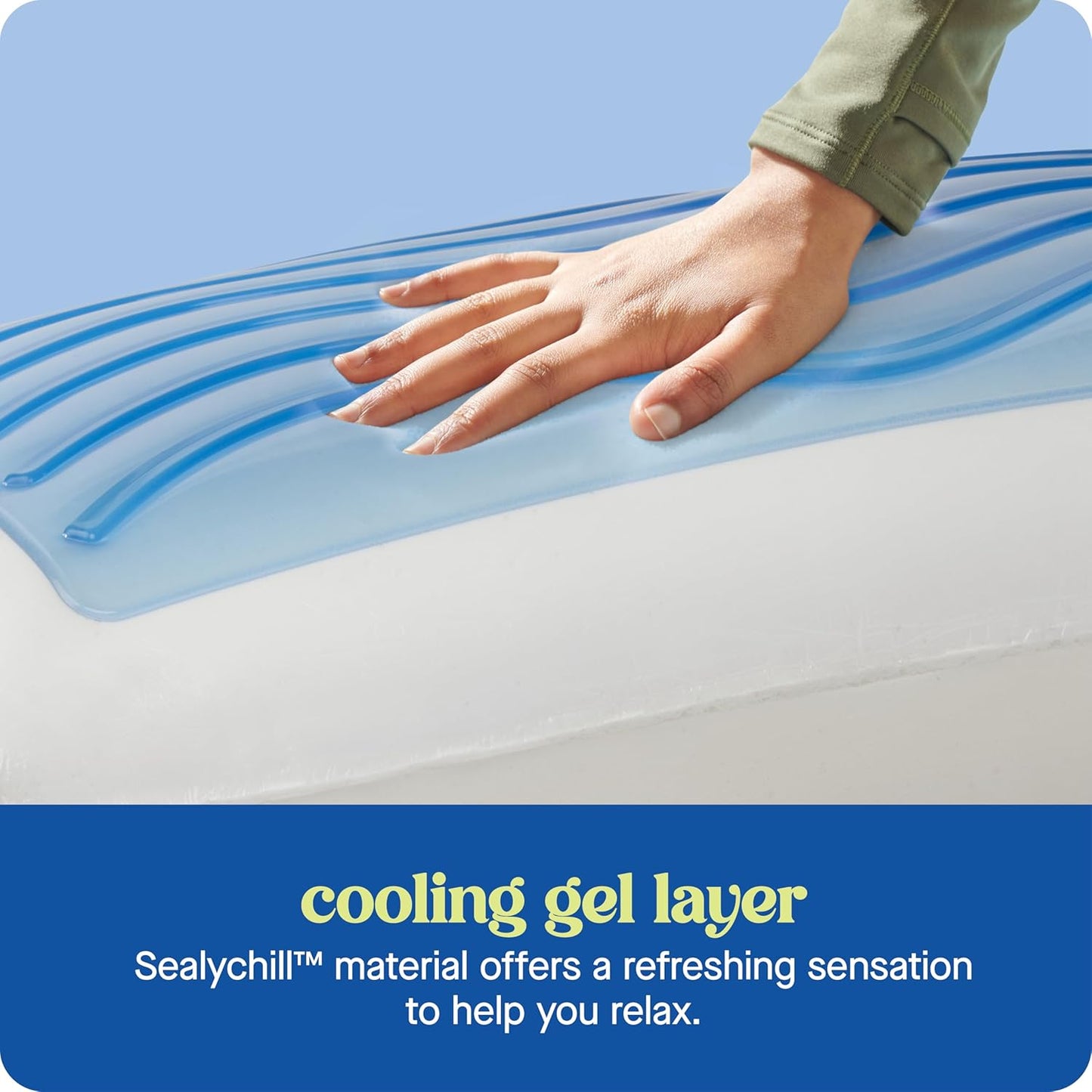 SEALY Dreamlife US Standard Size Memory Foam Cooling Pillow with SealyChill Cooling Gel, Removable Machine-Washable Cover, Made in The USA (2 Pack)
