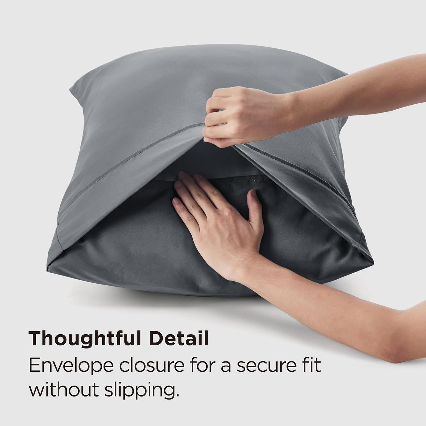 Bedsure Queen Pillow Cases Set of 2 - Dark Grey Double Brushed Microfiber Pillowcases 2 Pack, Super Soft Cooling Pillow Case Covers with Envelope Closure, Wrinkle, Fade and Stain Resistant, 20”x30“