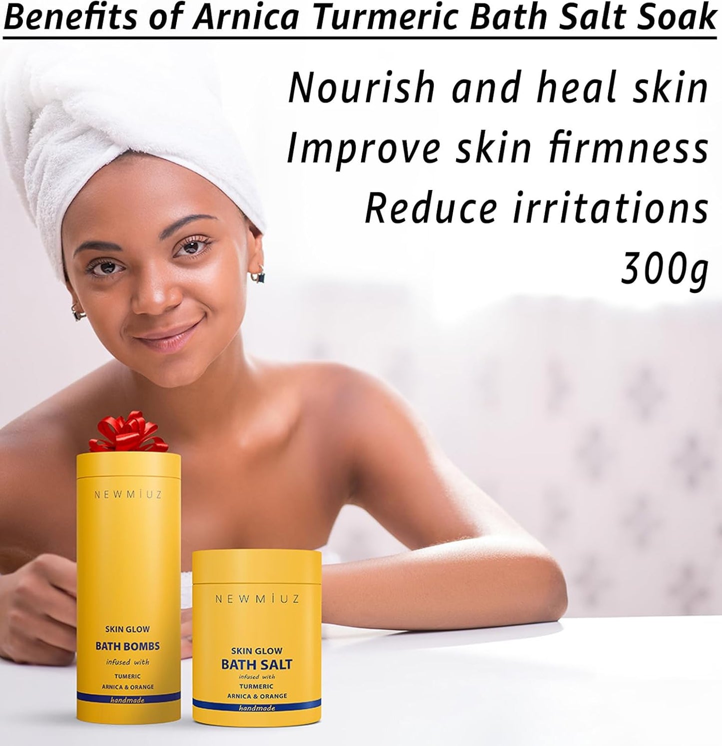 Natural Detox Bath Salt Soak Magnesium Epsom Salt Vitamin C Moisturize Skin Turmeric Orange Arnica Essential Oil Relaxation Stress Relief Gift Women