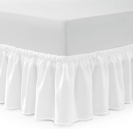 Bed Skirt King/California King Bed Skirt Wrap Around Ruffled Box Spring Cover, Easy Install, Washable 15" Drop Elastic Dust Ruffle by Casual Living, 78-inch x 80-inch, White