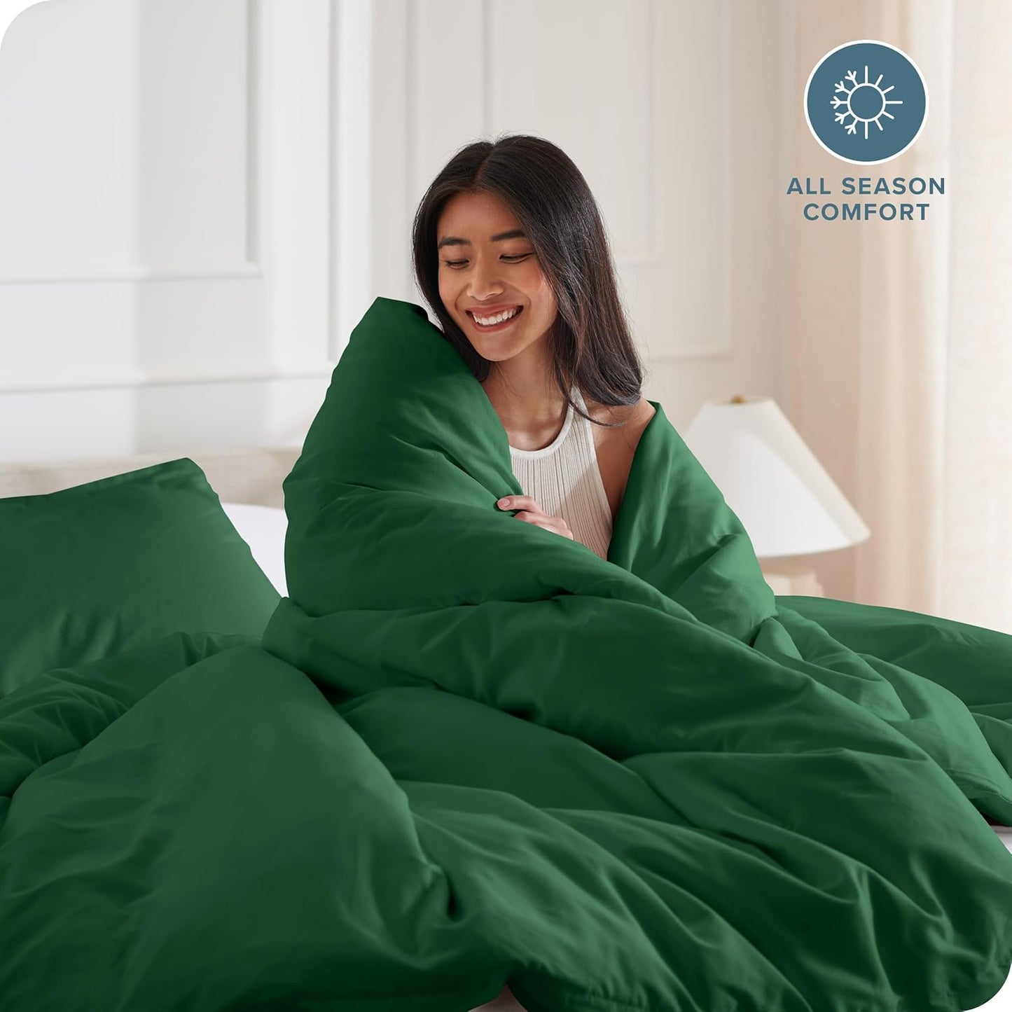 Bare Home Bedding Duvet Cover California King Size - Premium 1800 Super Soft Collection - Lightweight, Cooling - Soft Breathable Bedding Duvet Cover (Cal King, Forest Green)
