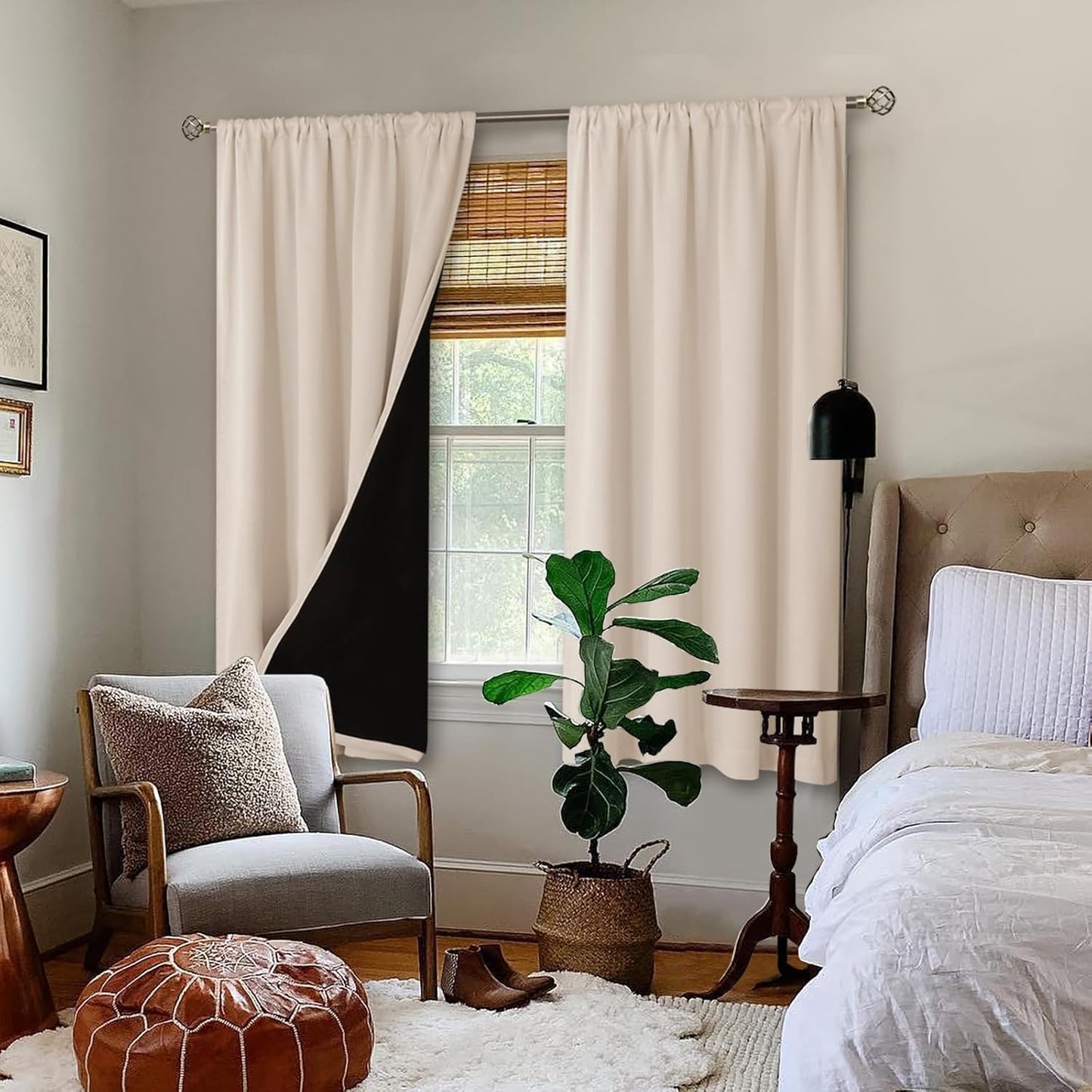 BGment Blackout Curtains for Bedroom 63 Inch Length, Thermal Insulated Full Room Darkening Soundproof Window Curtains Drapes with Rod Pocket, 2 Panels，Each Panel 42 Inch Wide, Champagne