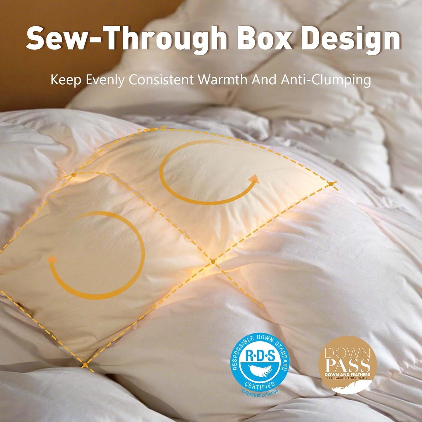 Fluffy Goose Feather Down Fiber Comforter Full, Luxury Cozy Hotel Quilted Duvet Insert, All Season Aesthetic Comfortable Bedding Duvet with Cotton Blend Shell 82x86Inch