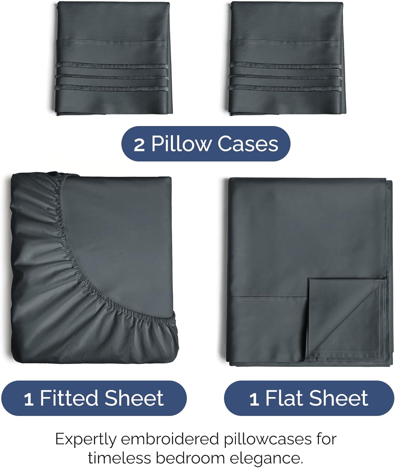 Cal King Size 4-Piece Sheet Set - Extra Soft, Breathable & Cooling - Hotel Luxury Durable Bed Sheets - Deep Pockets, Easy-Fit & Wrinkle-Free - Slate Blue Oeko-Tex
