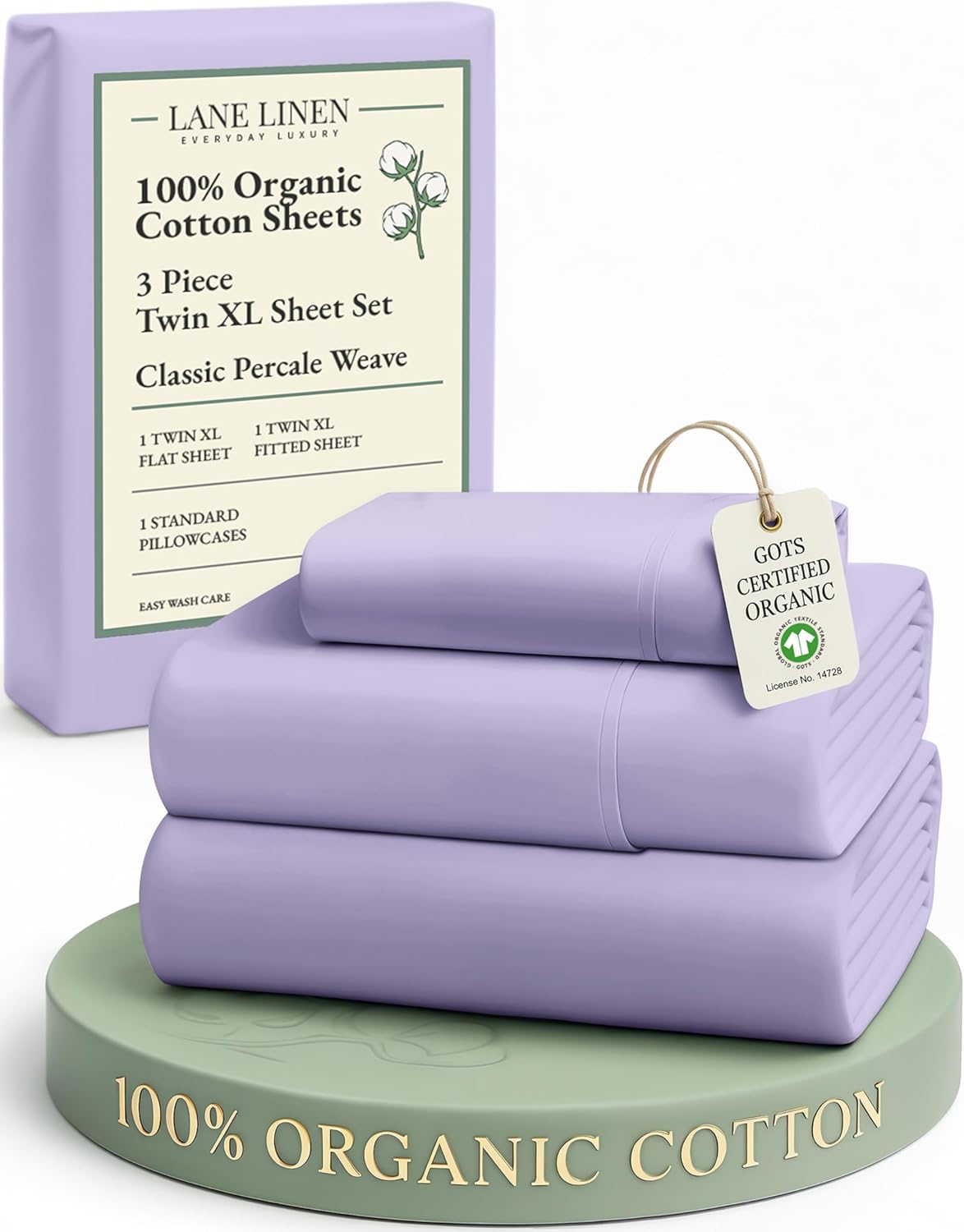 LANE LINEN 100% Organic Cotton Sustainably Produced Extra Large Twin Sheets for Hospital Bed, Fully Elasticized Reinforsed Seams, Machine Washable Deep Pocket Twin XL Bedding- Orchid Petal