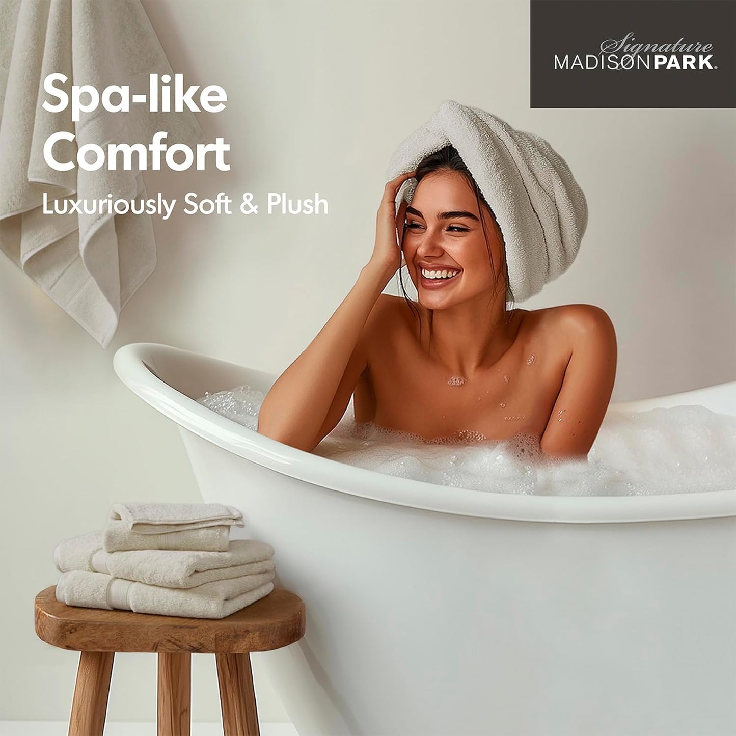 Madison Park 800GSM Bathroom Towel Set of 8 100% Cotton Bath Towel Set for Bathroom Luxurious Highly Absorbent 2 Bath Towels 2 Hand Towels 4 Washcloths Quick Dry Spa Quality Natural