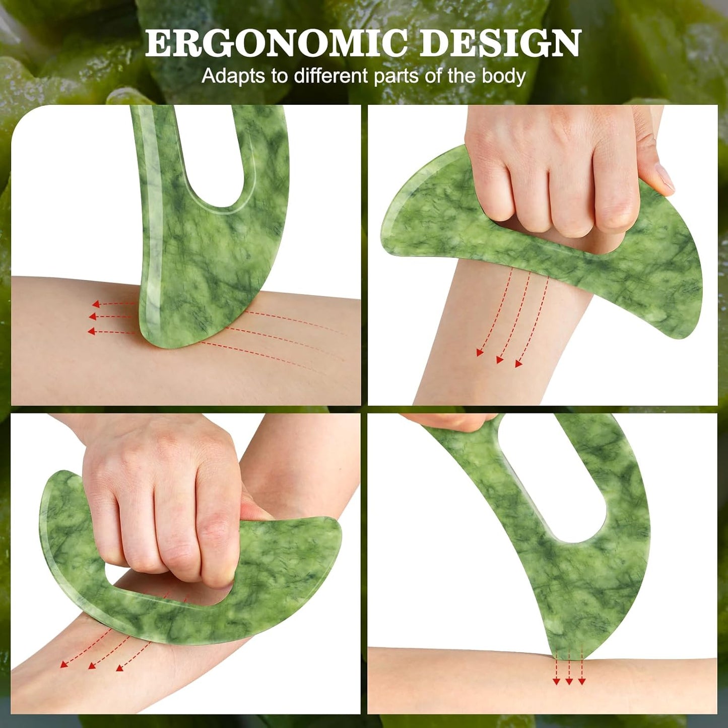 Jade Stone Large gua sha Massage Tool, Gua Sha Body Tool with Hand Grip, Muscle Scraper Tools Set,Scraping Massage Tools for Physical Therapy,Derma Edge & GuaSha Massage Scraper Tool