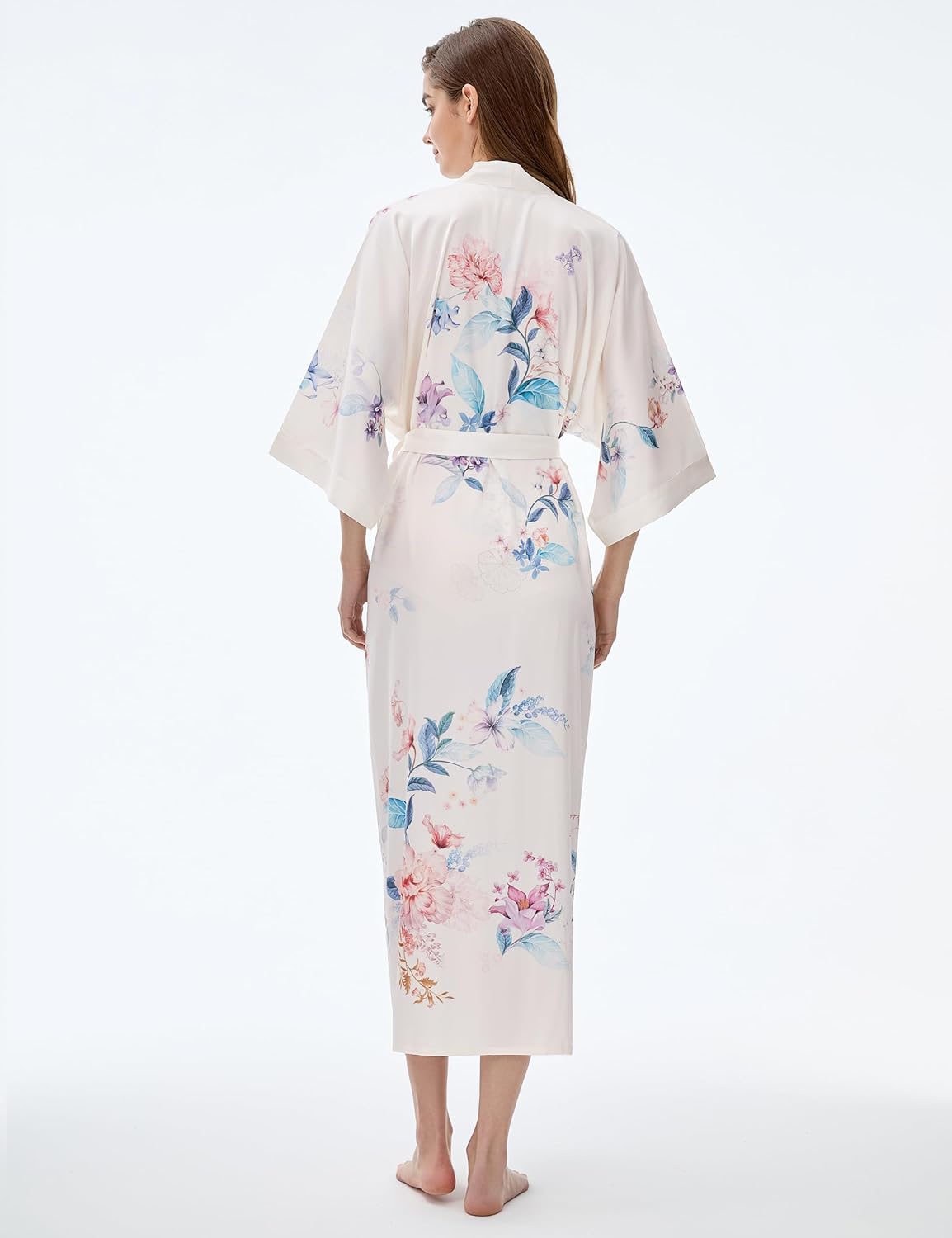PRODESIGN Kimono Robe for Women - Long Satin Sleepwear Silky Kimono Cover-Up Nightgown Japanese Bathrobe Loungewear Blouse