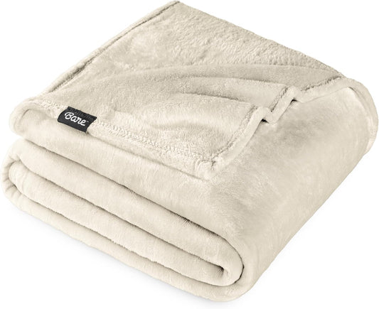Bare Home Fleece Blanket - Full/Queen - Ultra-Soft Lightweight for Bed, Sofa, and Couch - Luxury Microplush - Cozy Warm Blanket (Full/Queen, Oyster)