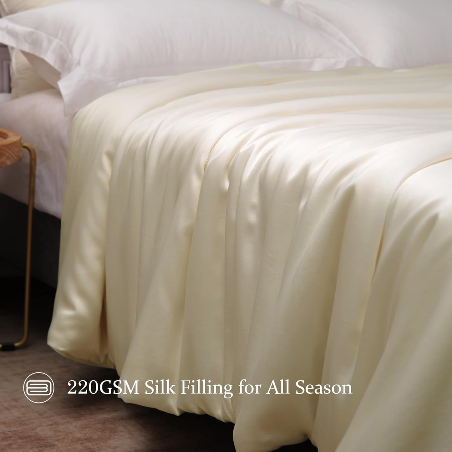 CUDDLE DREAMS Silk Filled Comforter for All Season, Detachable Tencel Duvet Cover for Easy Care, Naturally Breathable (Ivory, King)