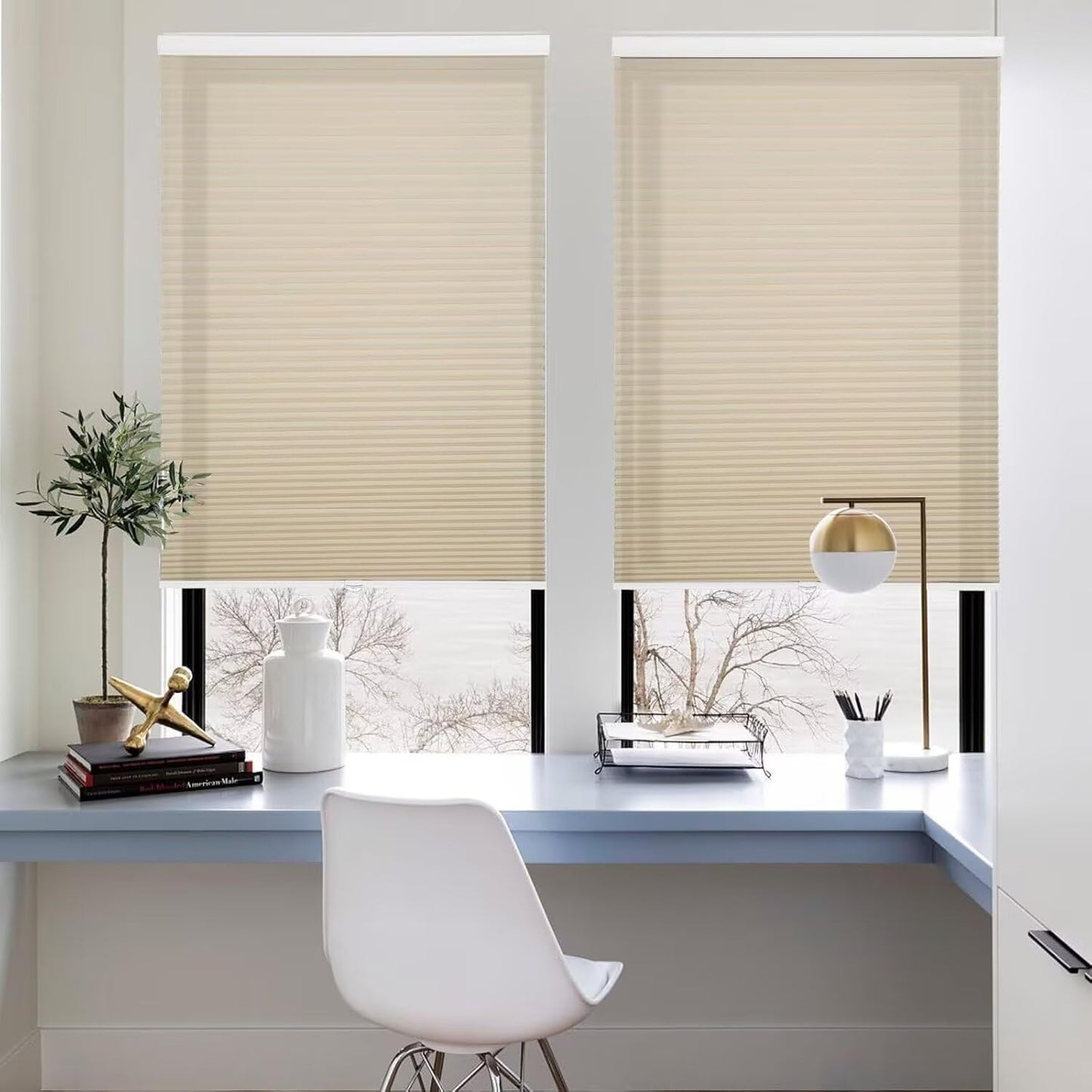 MYshade 1.5-Inch Cellular Cordless Light Filtering Shades,Thermal Insulating Noise Reducing Waterproof Blinds,Honeycomb Window Treatments for Indoor Light Control (Beige-29 W x 72" H)