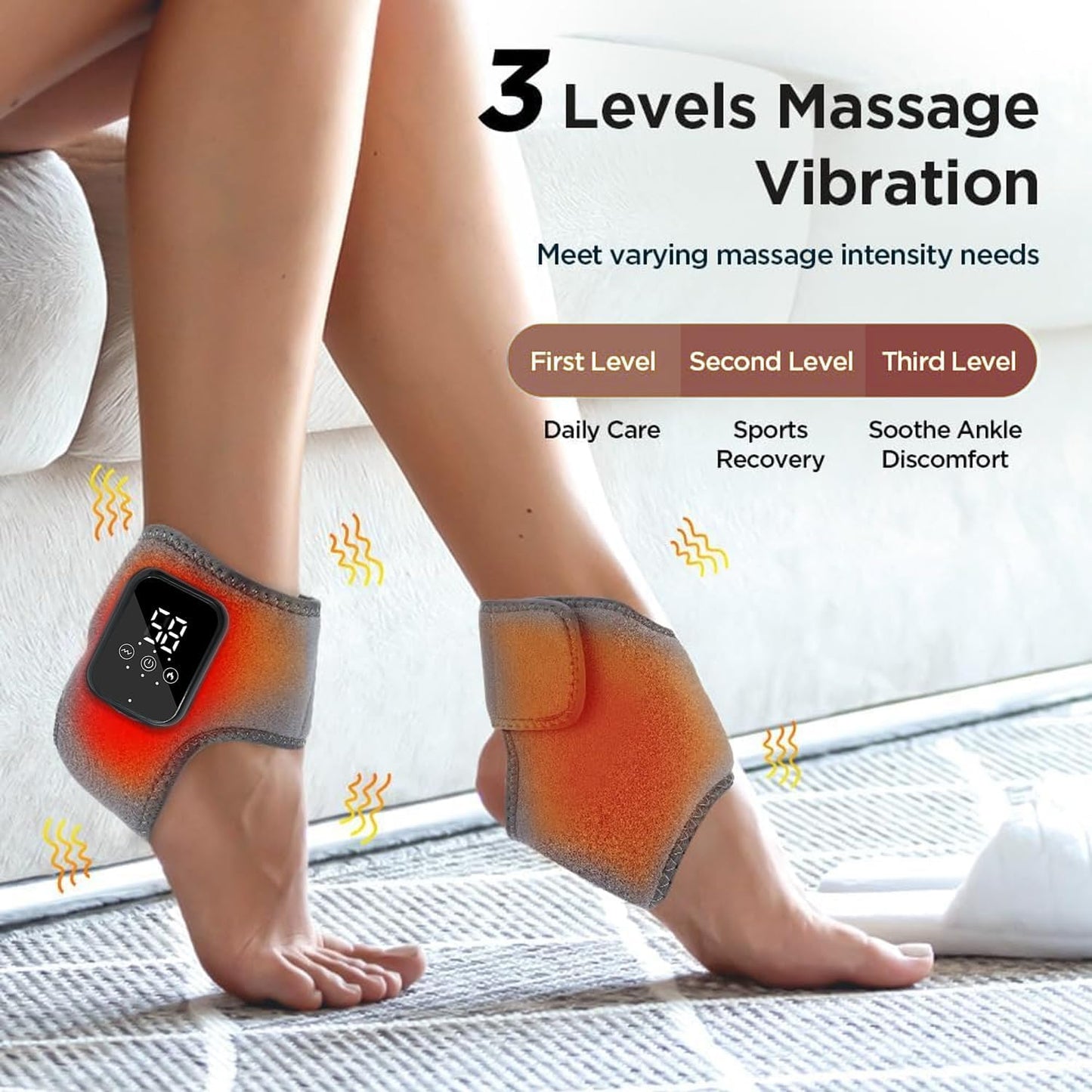 2PCS Naxir Foot Revive Massager, Portable Triple Method Ankle Wrap with 3 Vibration Modes