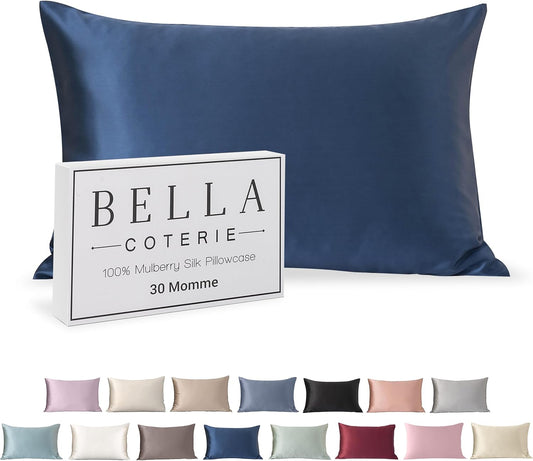 Bella Coterie Luxury Silk Pillowcase for Hair and Skin | 30 Momme | 100% Pure 6A Mulberry Silk | Super Soft | Perfectly Plush [King, Navy]