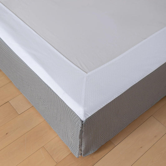 Full Bed Skirt, Wrap Around Bed Skirt with Pleated Corner, 16 Inch Drop Pleated Waffle Weave Bedskirts, Anti-Slip, Microfiber, Grey, 16'' Full