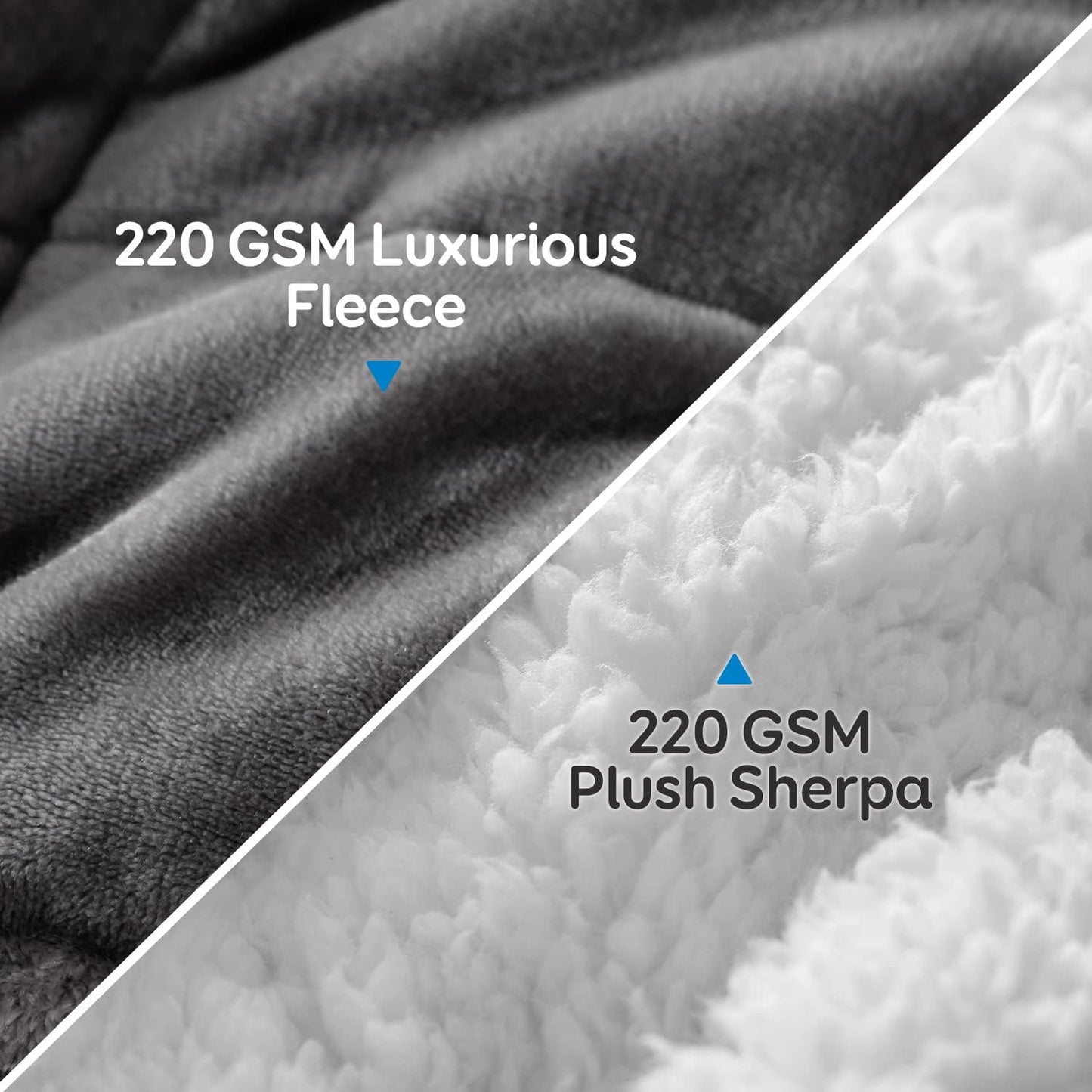 Cottonblue Sherpa Fleece Weighted Blanket 15 Pounds Queen Size 60” x 80 Heavy Weighted Blankets for Adults Perfect for 150-210 lbs, Soft Cozy Fuzzy Blankets 60x80 inches, Idea Gifts, Gray