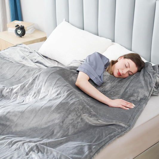 Electric Heated Blanket Twin Size 62”x84”,Soft Warmth Cozy with 5 Heating Settings 10 Hours Auto-Off, One Touch Operation, Easy Care, Machine Washable, Light Gray