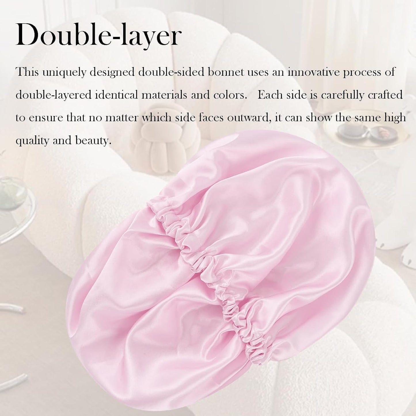 Satin Bonnet Double Layer Silk Bonnet for Sleeping Women Hair Care for Natural Curly