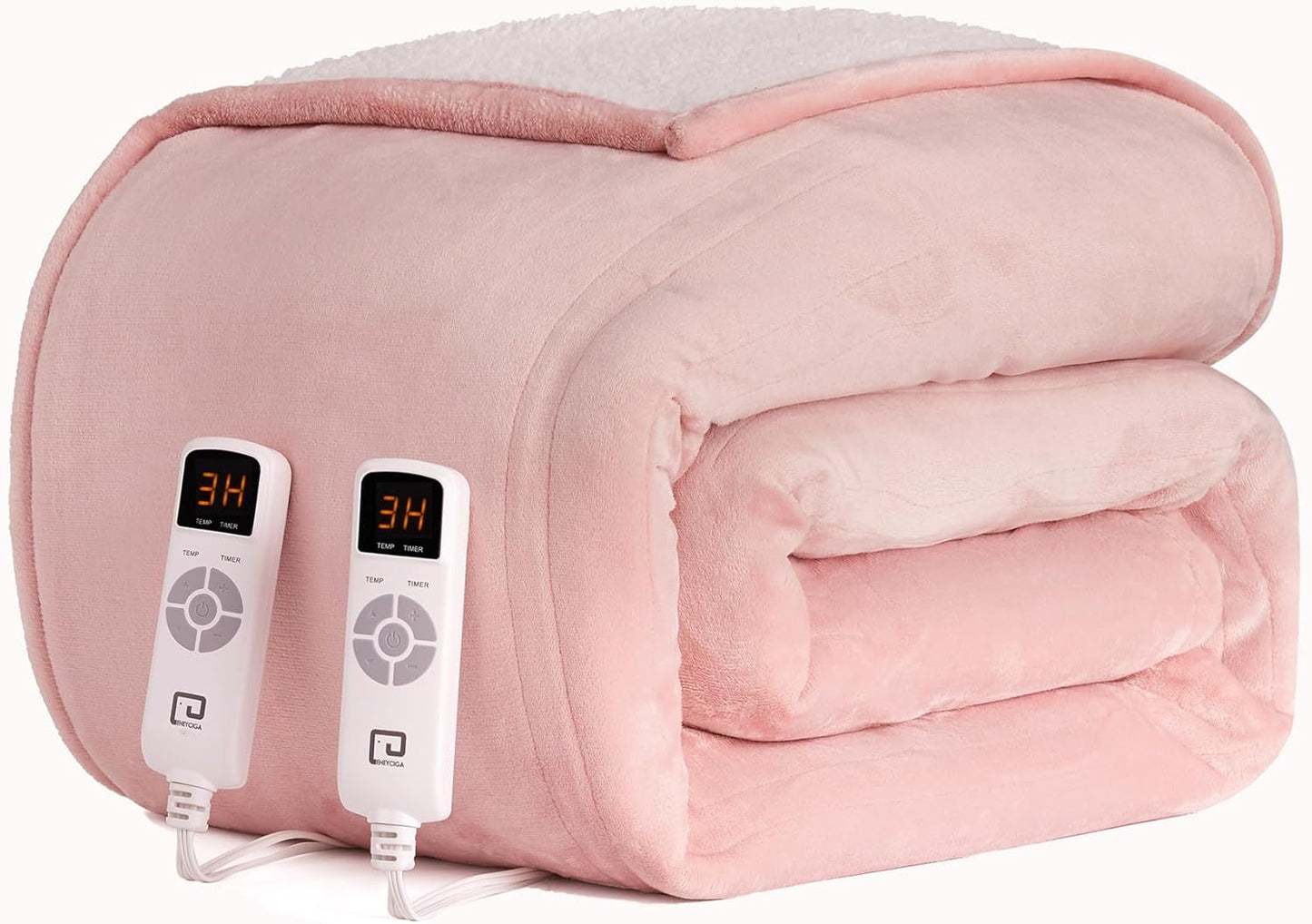 EHEYCIGA Heated Blanket Electric Queen Size - 9 Heating Levels, 10 Hour Auto Off, Soft Cozy Sherpa, Dual Control, 84 x 90 Inches
