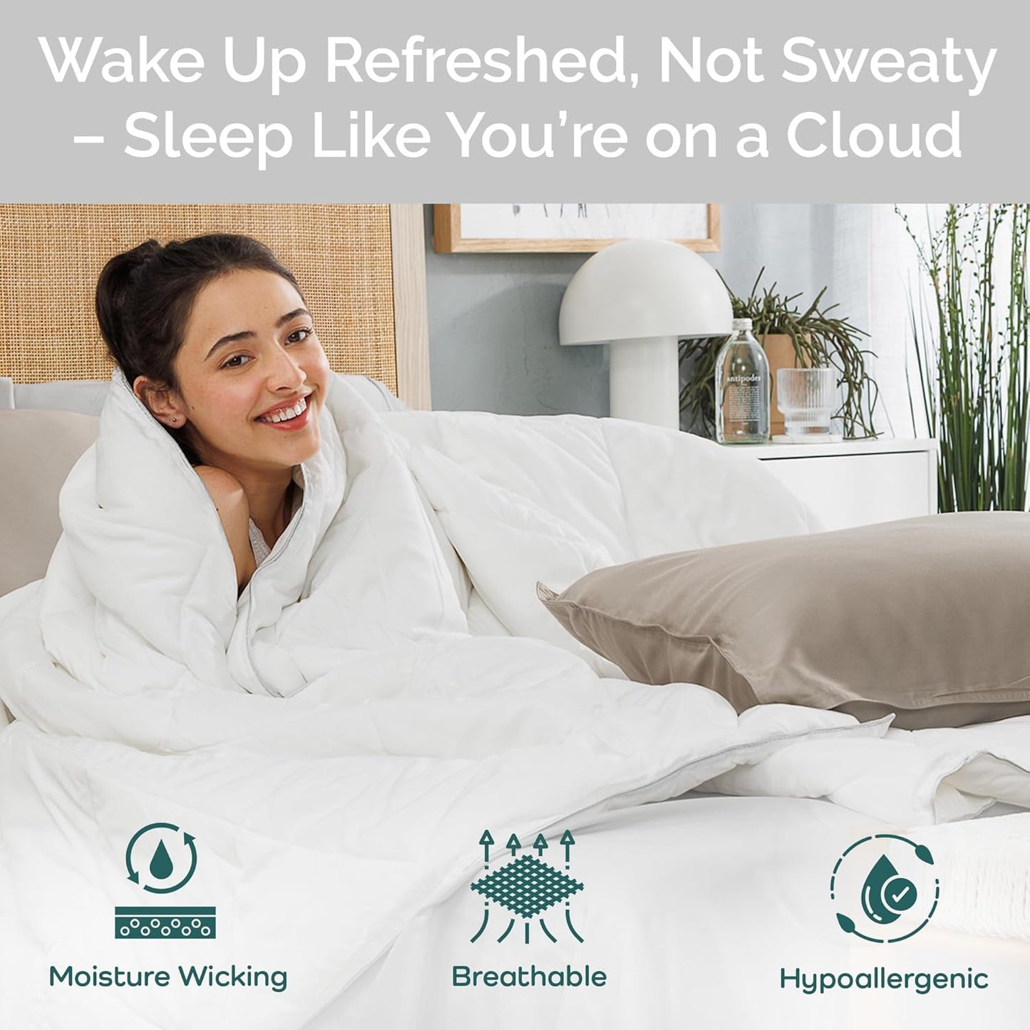 100% Viscose Derived from Bamboo Comforter, Cooling Comforter, Duvet Insert, Breathable, Extra Fluffy, Lightweight Comforters, Twin XL Size