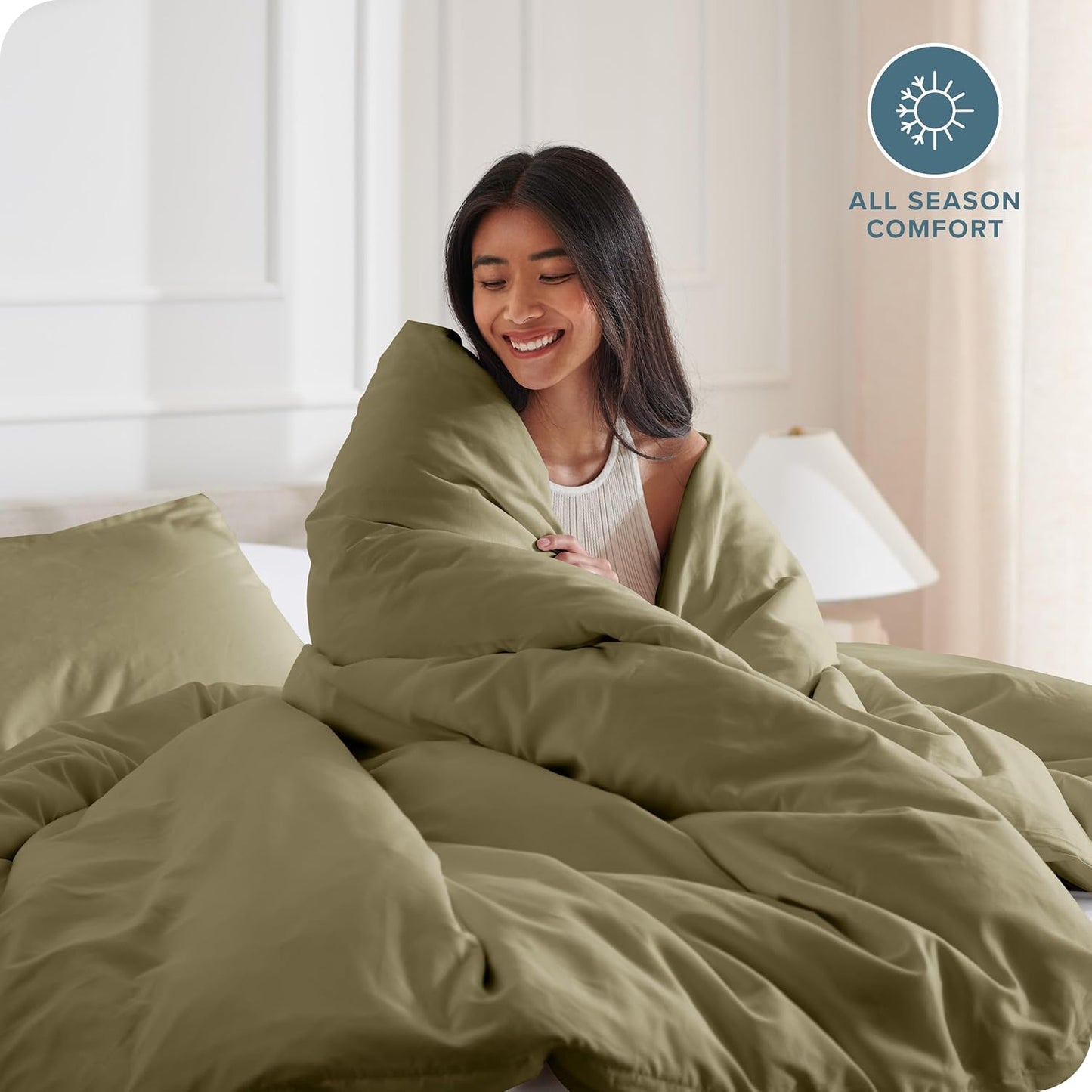 Bare Home Bedding Duvet Cover King Size - Premium 1800 Super Soft Collection - Lightweight, Cooling - Soft Breathable Bedding Duvet Cover (King, Olive)